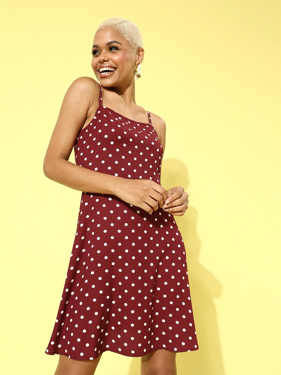 Berrylush Women Red & White Polka Dot Print Fit & Flare Mini Dress Berrylush Women Red & White Polka Dot Print Fit & Flare Mini Dress