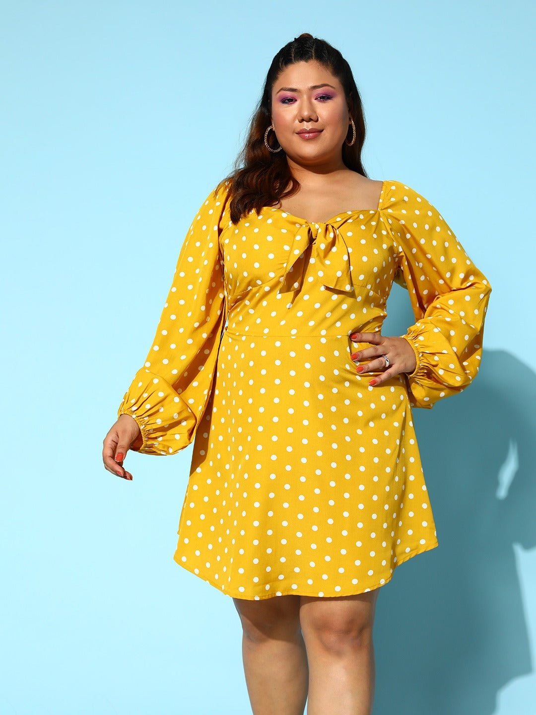 Polka Dot Dots Plus Size Clothing Store Women Plus Size Yellow