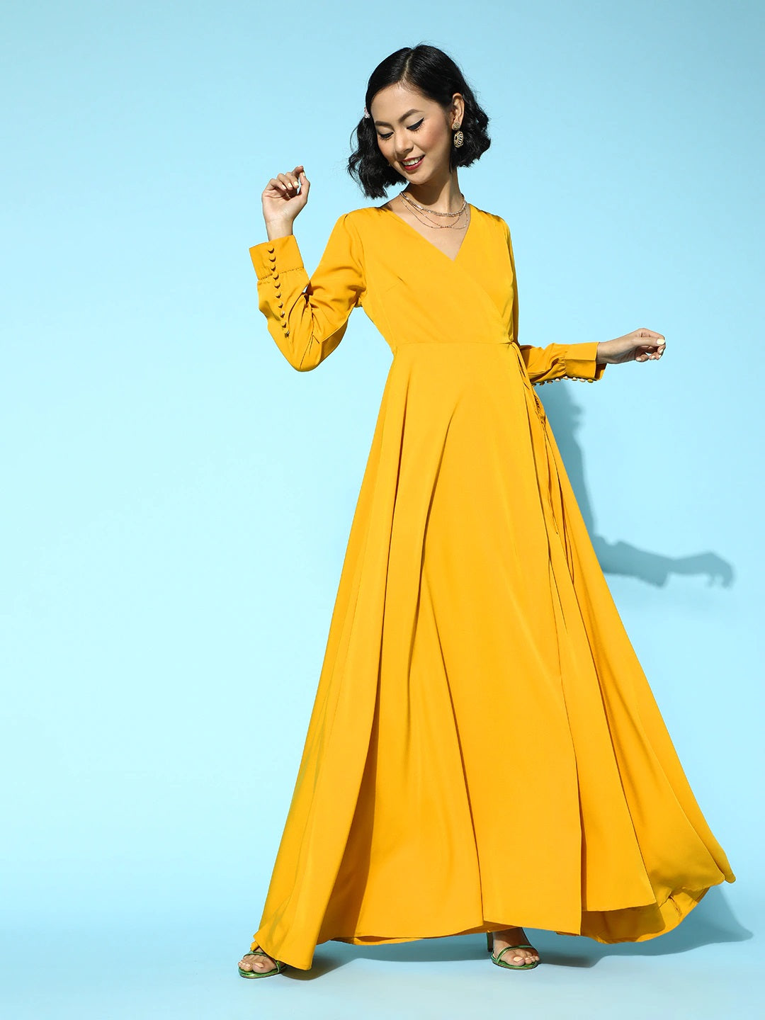Casual Yellow And Blue Maxi Dress Berrylush Women Solid Navy Blue