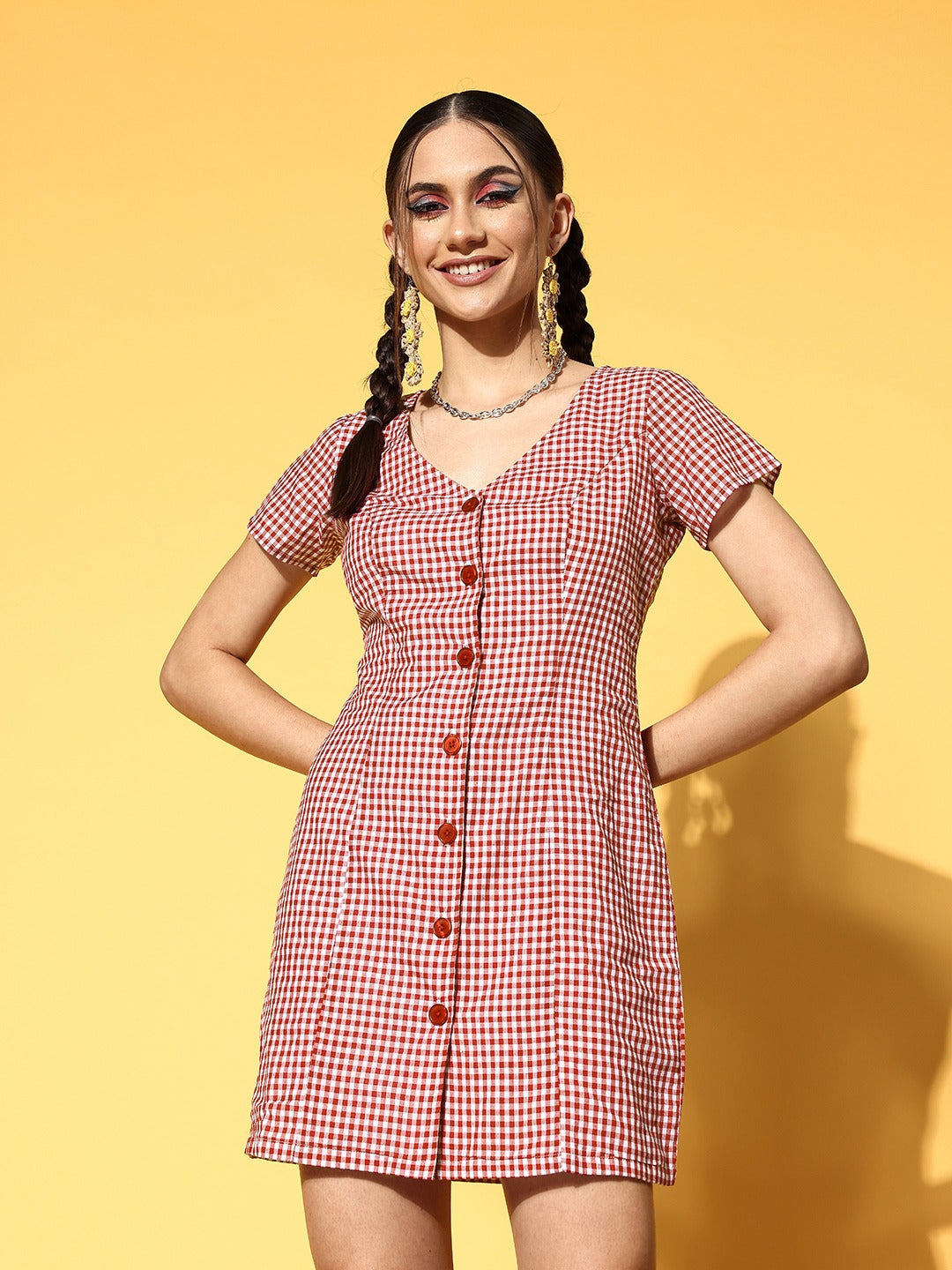 Ladies Casual Checks One Piece Dress Motley Mini Dress Brown Check Womens Princess Polly Lower Impact Ladies Casual Checks One Piece Dress Motley Mini Dress Brown Check Womens Princess Polly Lower Impact