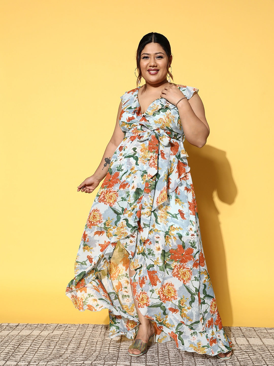 Boho Dresses Floral Print Stylish Plus Size Maxi Dresses Women