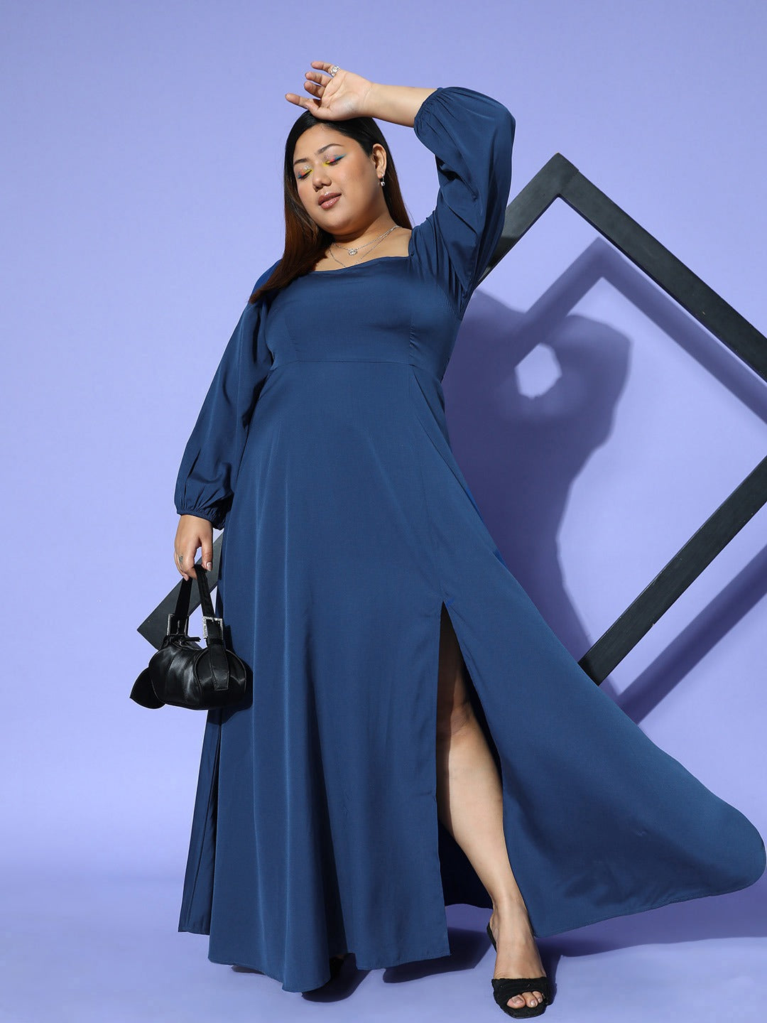 blue thigh split dress Chic Sheath/Column Light Sky Blue Long Prom Dress Thigh Split Sequins SELINADRESS