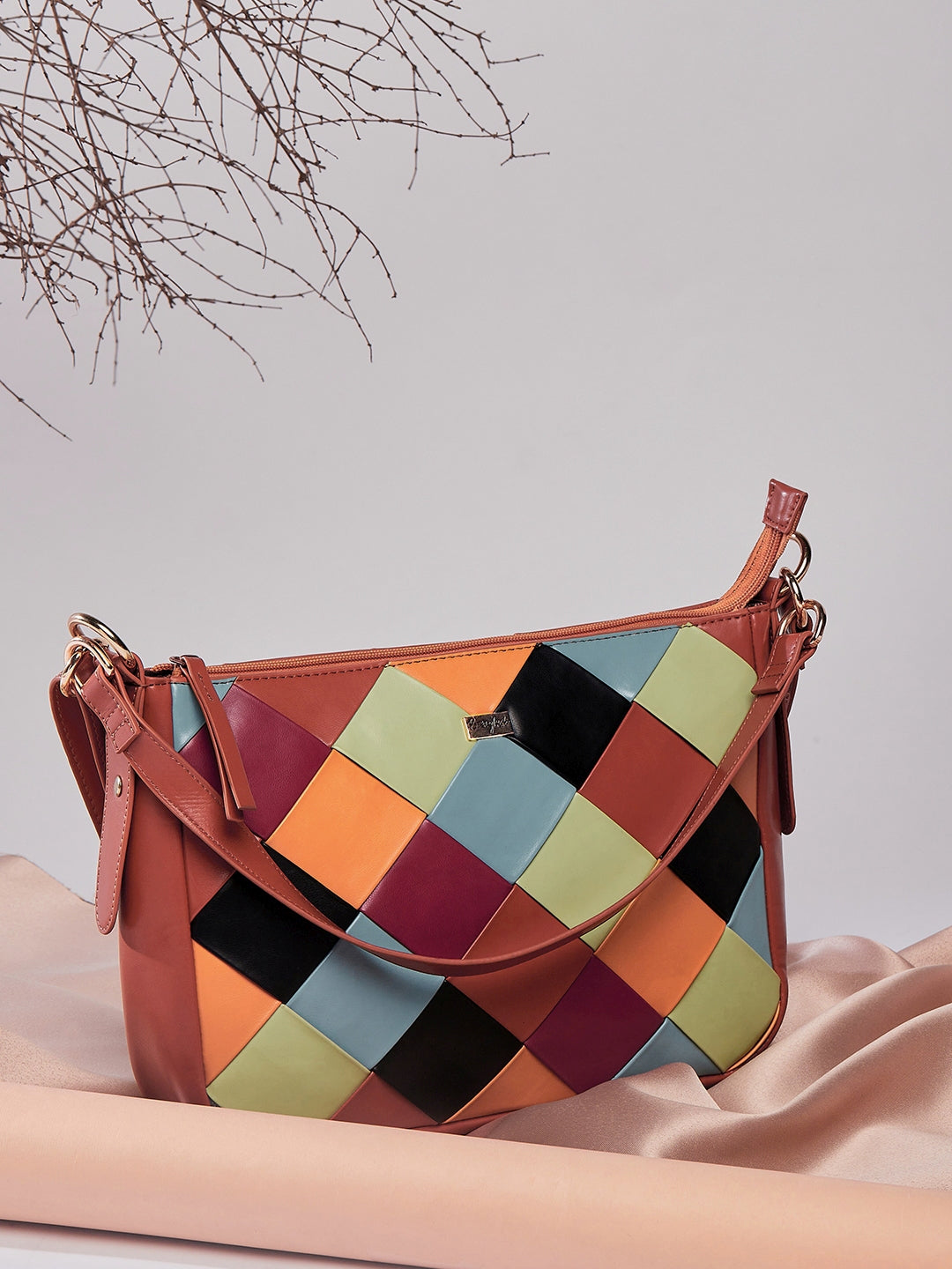 Geometric Pattern Sling Bag, Letter Strap Crossbody Bag, Casual