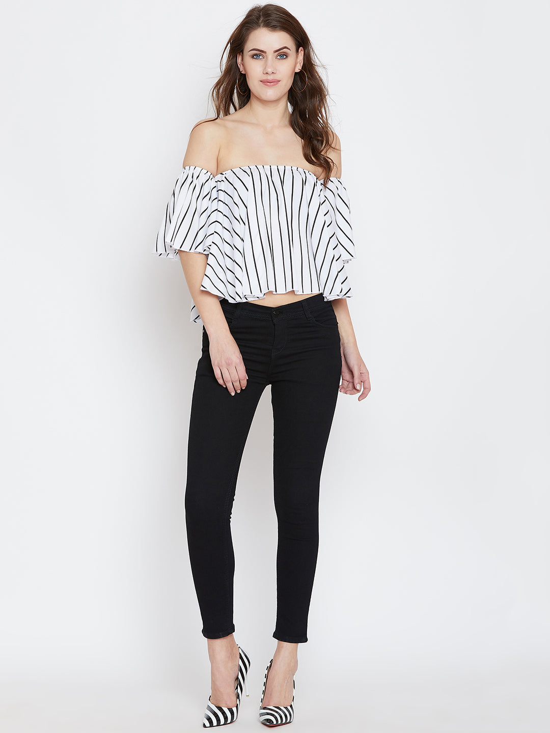 White Printed Bardot Top - Berrylush