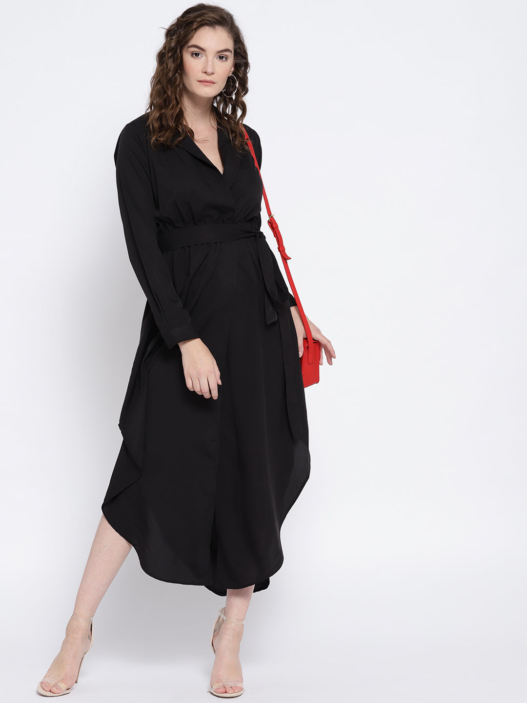 Black Solid Empire Dress - Berrylush