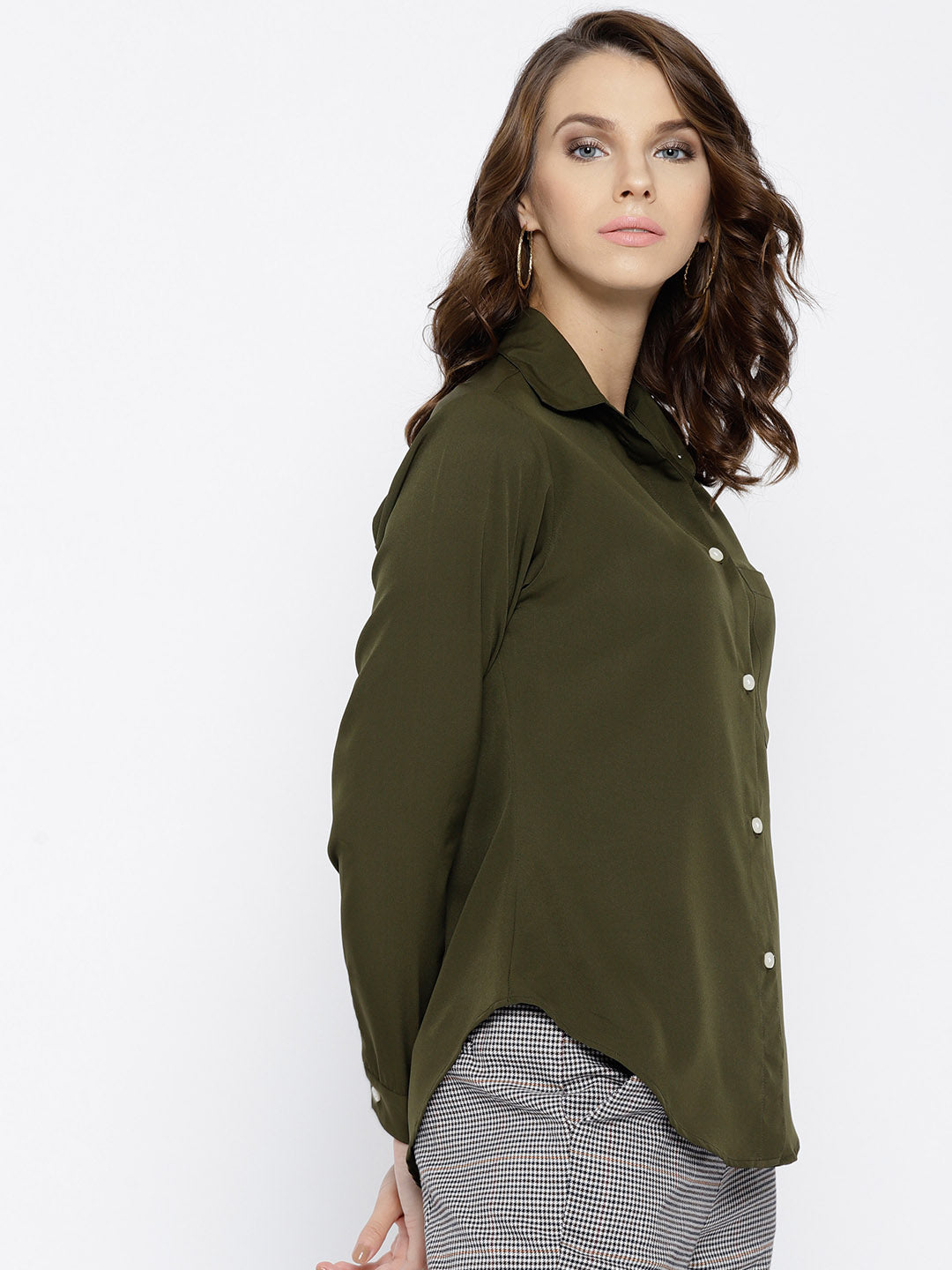 Olive Green Regular Fit Solid Casual Shirt - Berrylush