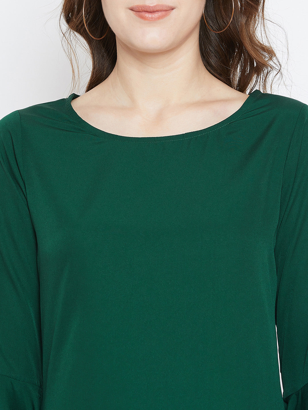 Green Solid A-Line Dress - Berrylush