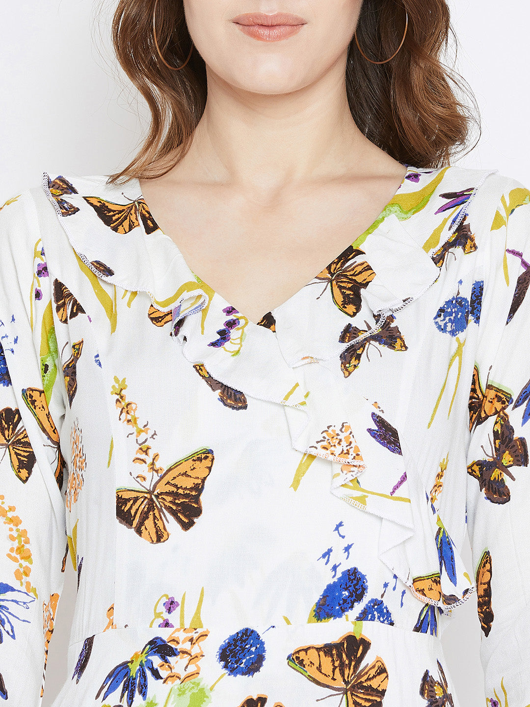 White Printed Fit and Flare Dress - Berrylush