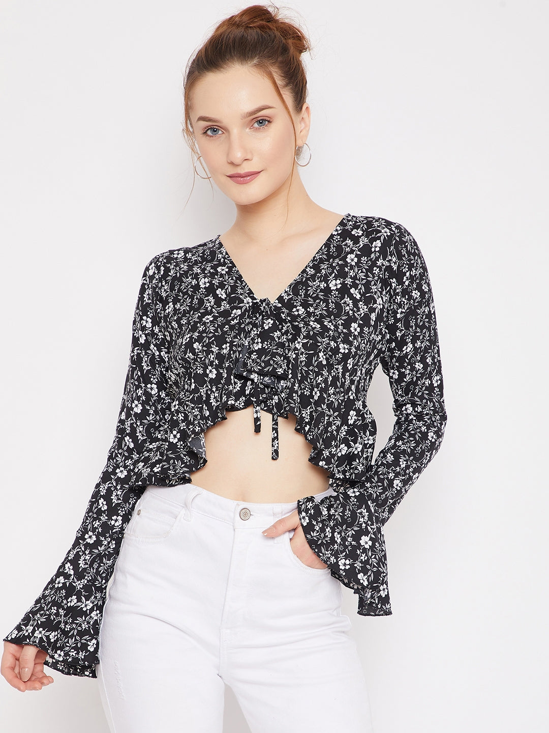 Be Mine Long Sleeve Floral Crop Top – These Days