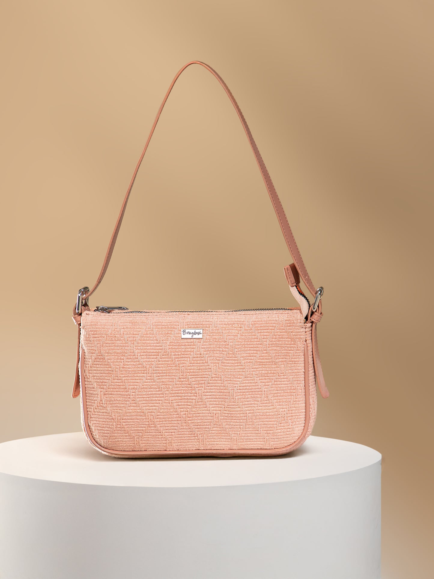 Berrylush Women Pink Geometric Print Cotton Regular Handheld Bag