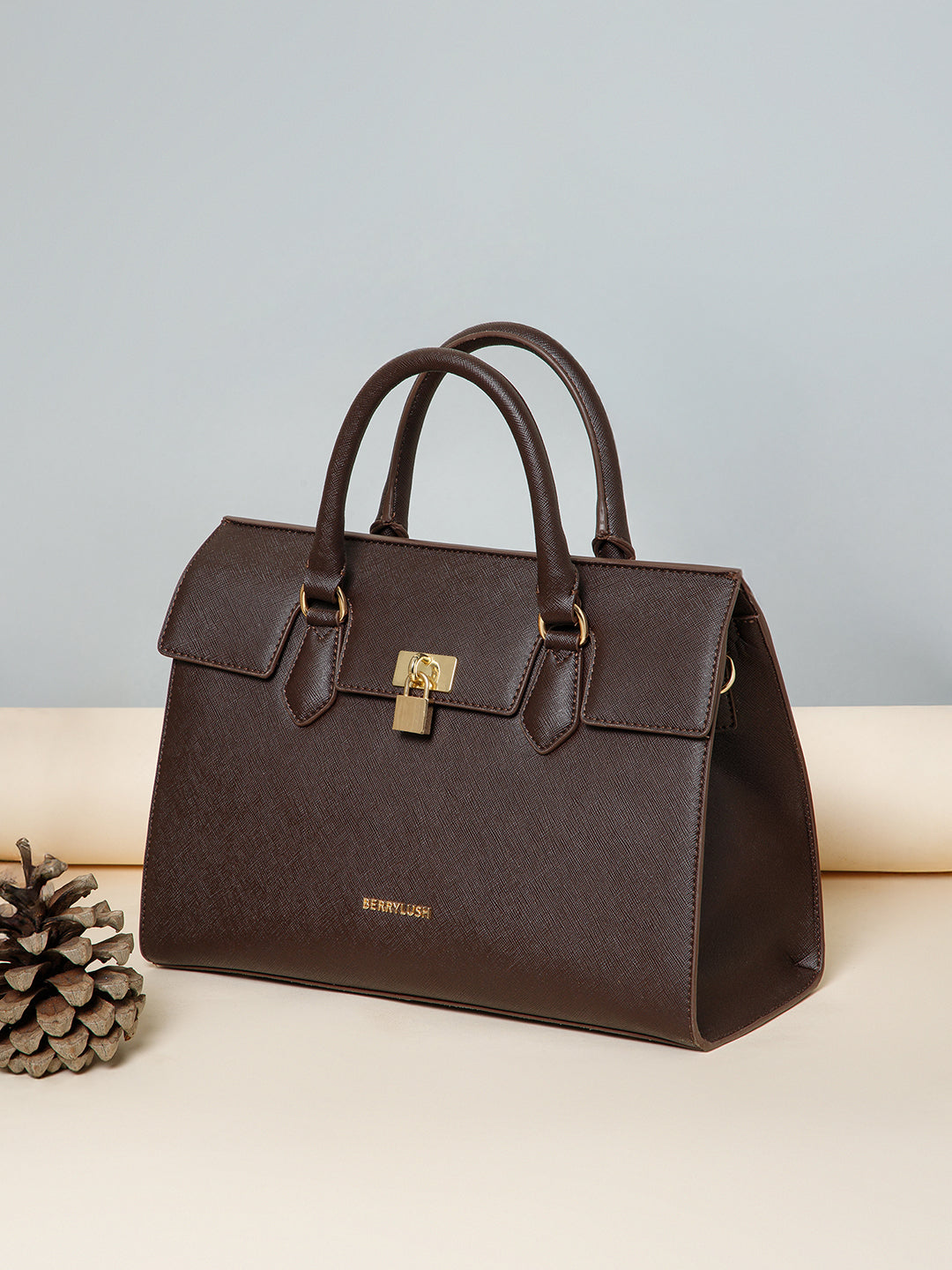 Berrylush Women Brown Solid Two Handle Smart Casual Regular Shoulder Bag