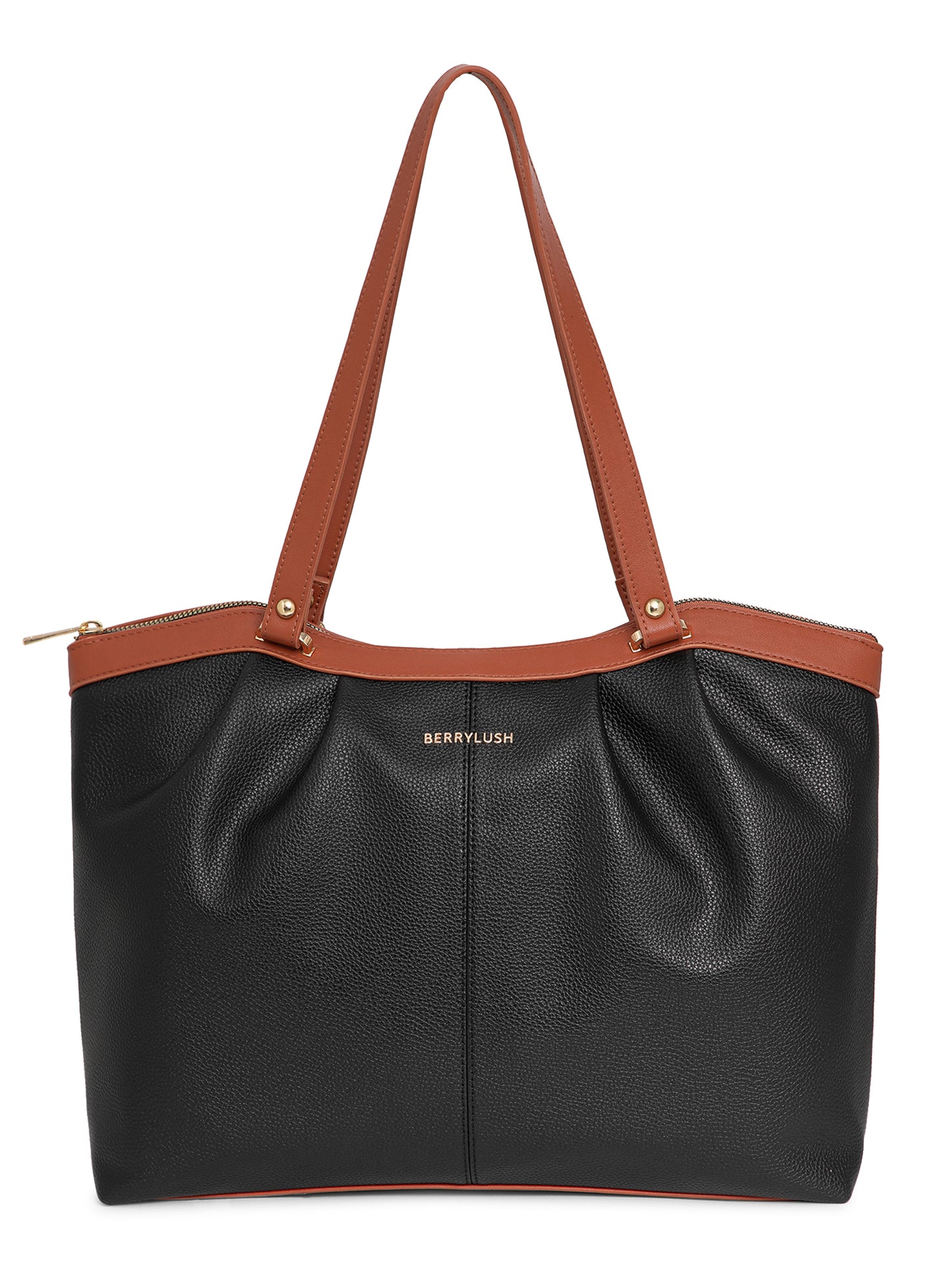 Berrylush Women Black Solid Two Handles Casual Shoulder Bag