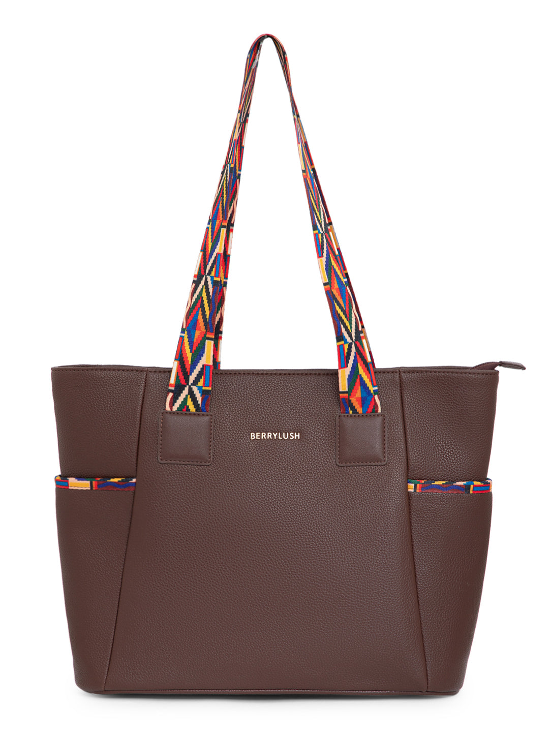 Berrylush Women Brown Textured Two Handles Casual Tote Bag