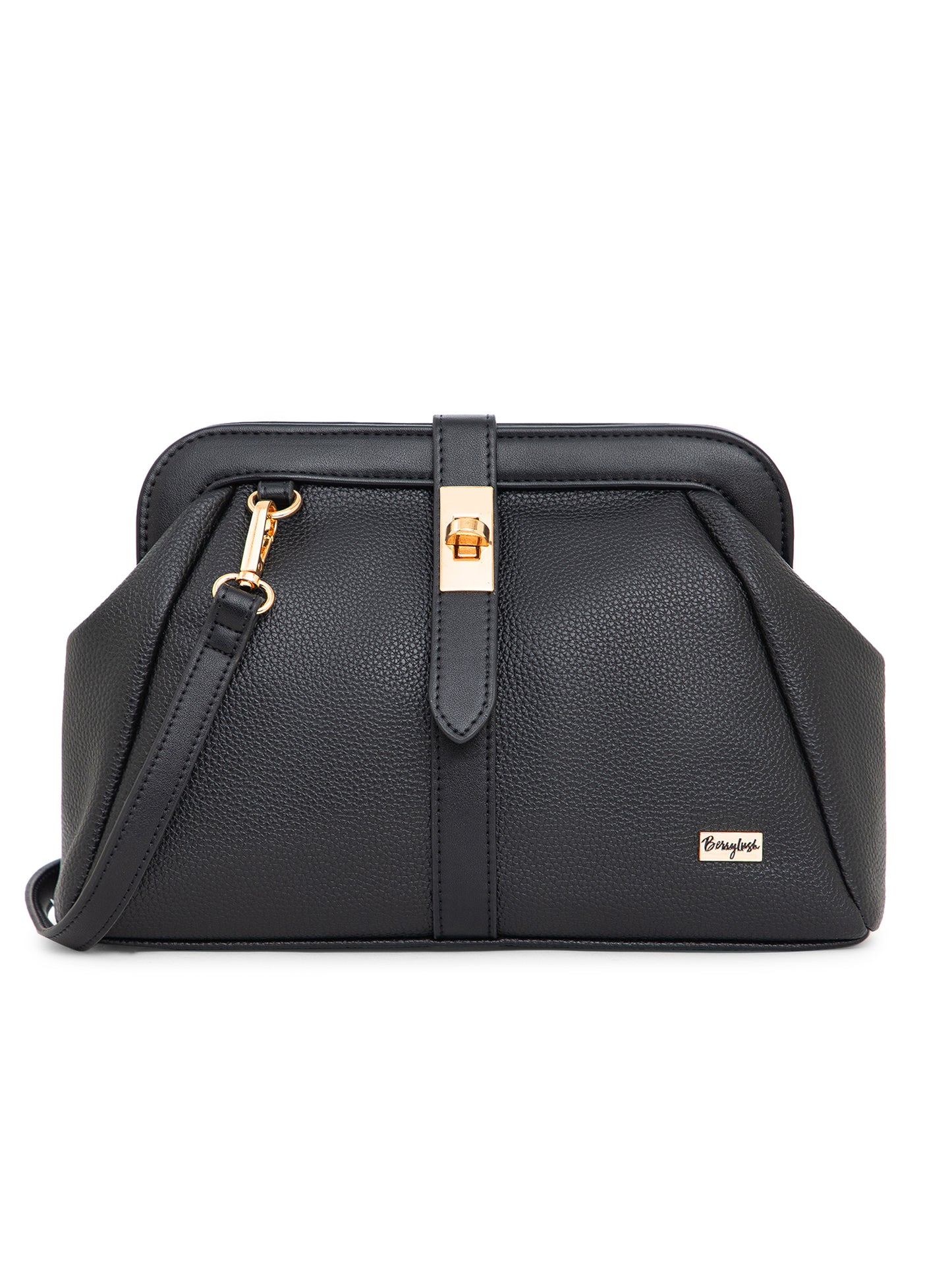 Berrylush Women Black Solid Smart Casual Regular Detachable Sling Bag