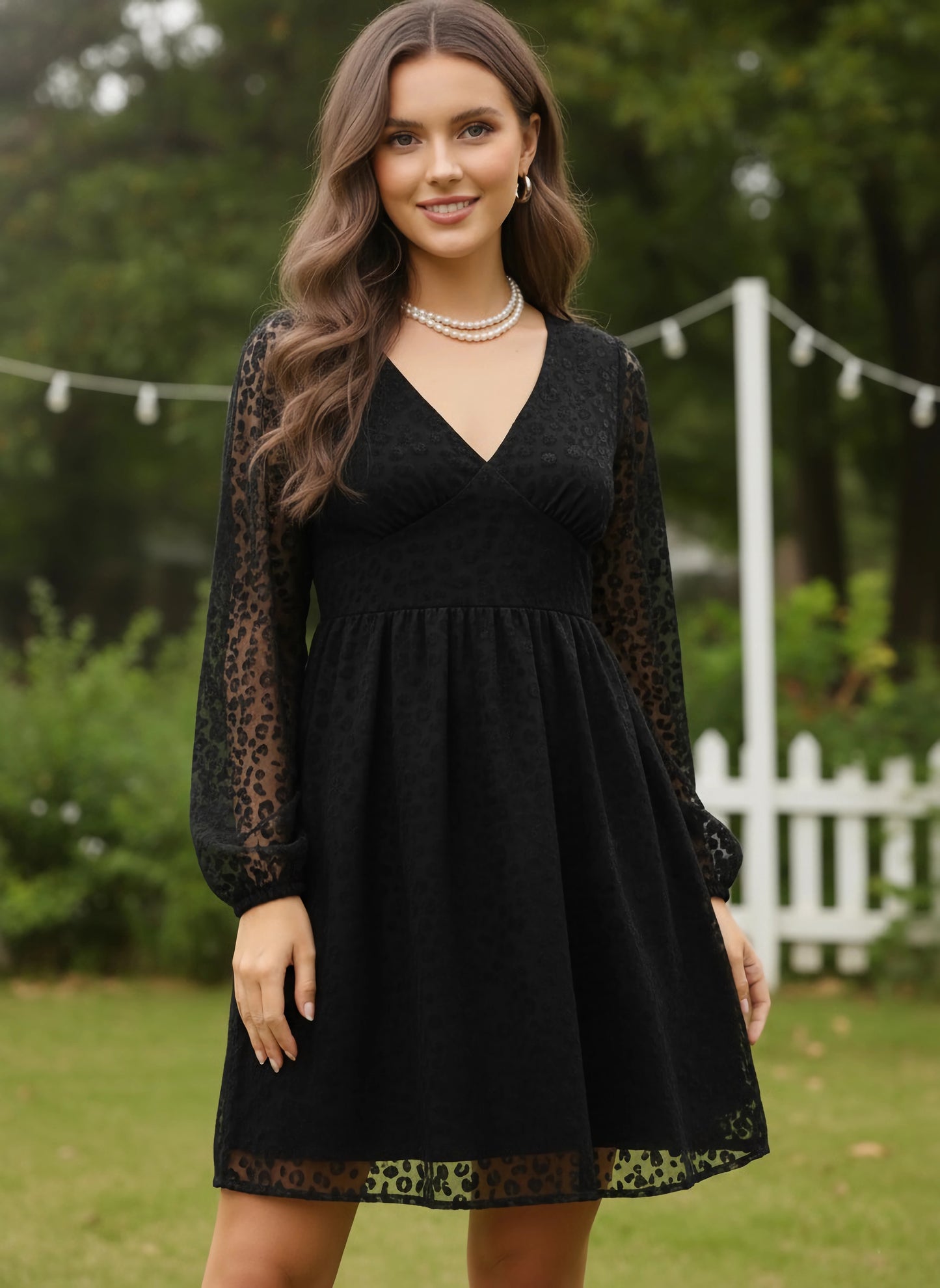 Berrylush Women Black Animal Printed V-Neck Styled Back Fit & Flare Mini Dress