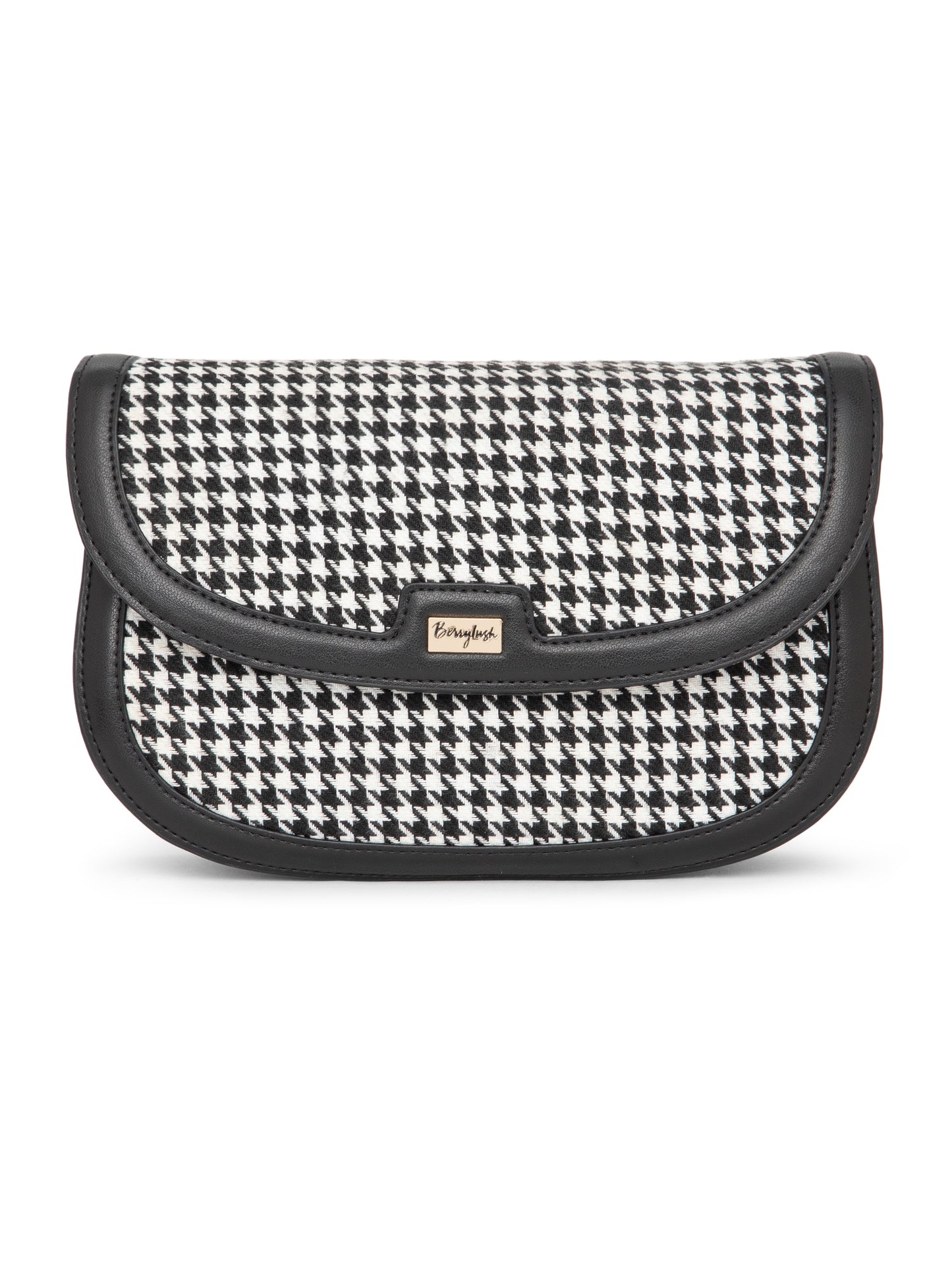 Berrylush Women Black Houndstooth Detachable Sling Casual Sling bag