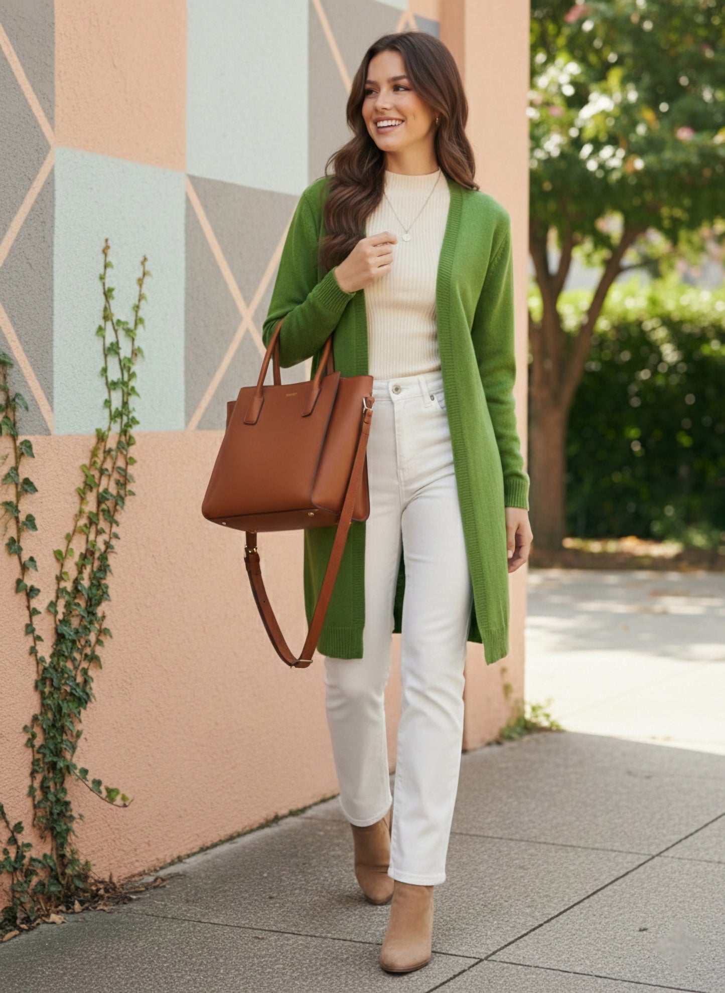 Berrylush Women Solid Green Open-Front Neck Drop-Shoulder Sleeves Ribbed Hem Longline Cardigan