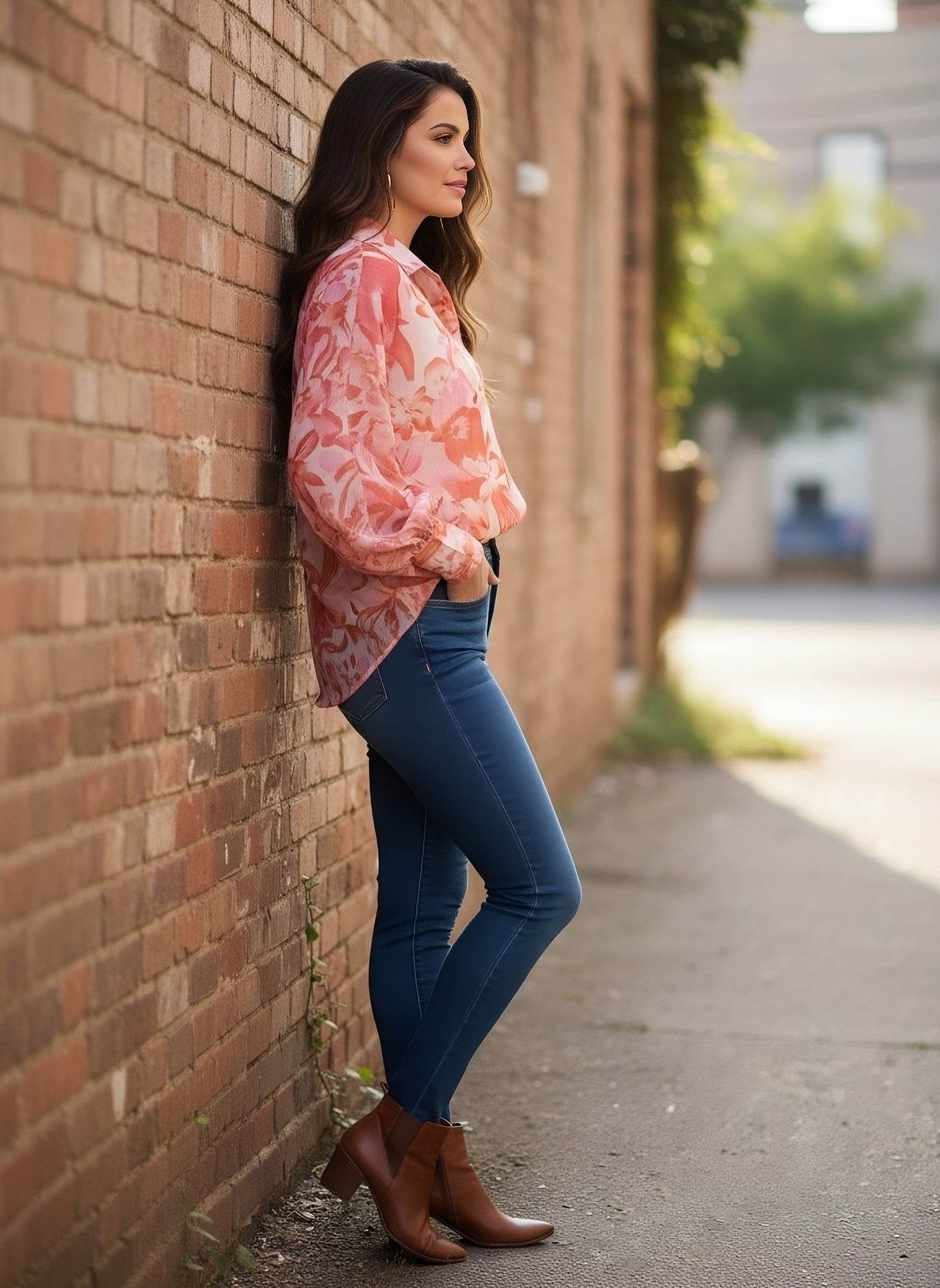 Berrylush Women Pink Floral Print Spread Collar Long Sleeves Casual Regular Shirt