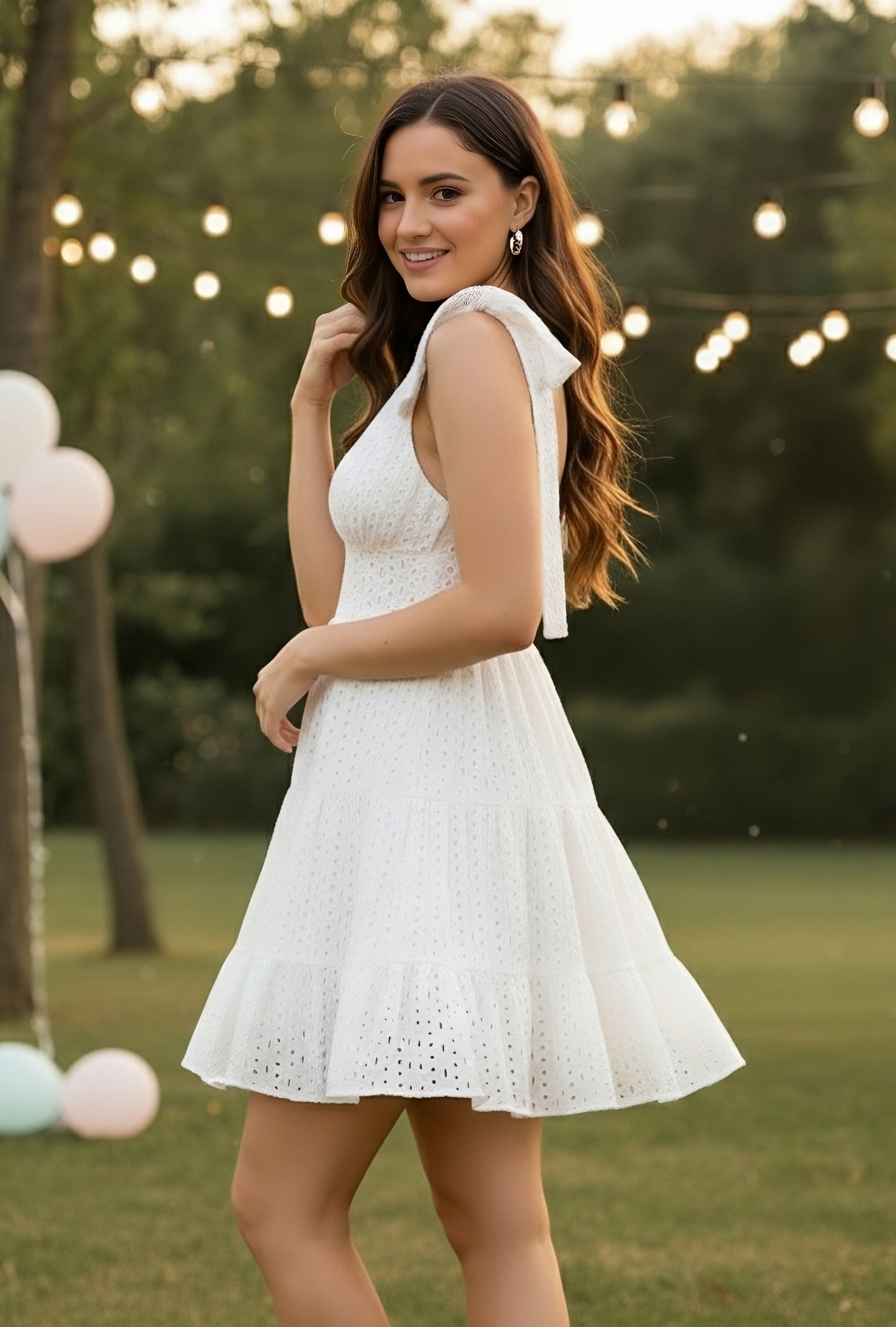 Berrylush Women White Solid Shoulder Straps Fit and Flare Mini Dress