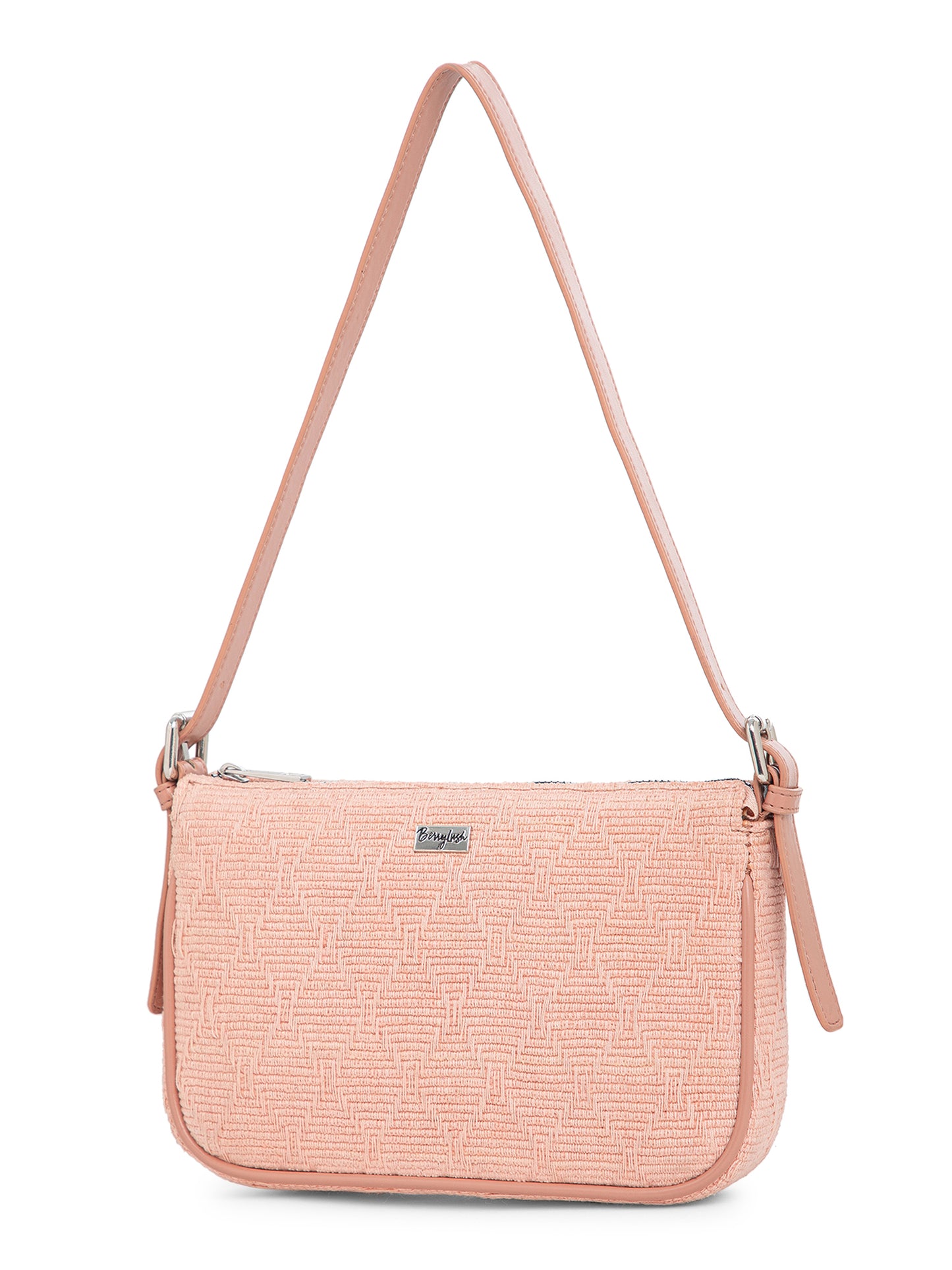 Berrylush Women Pink Geometric Print Cotton Regular Handheld Bag