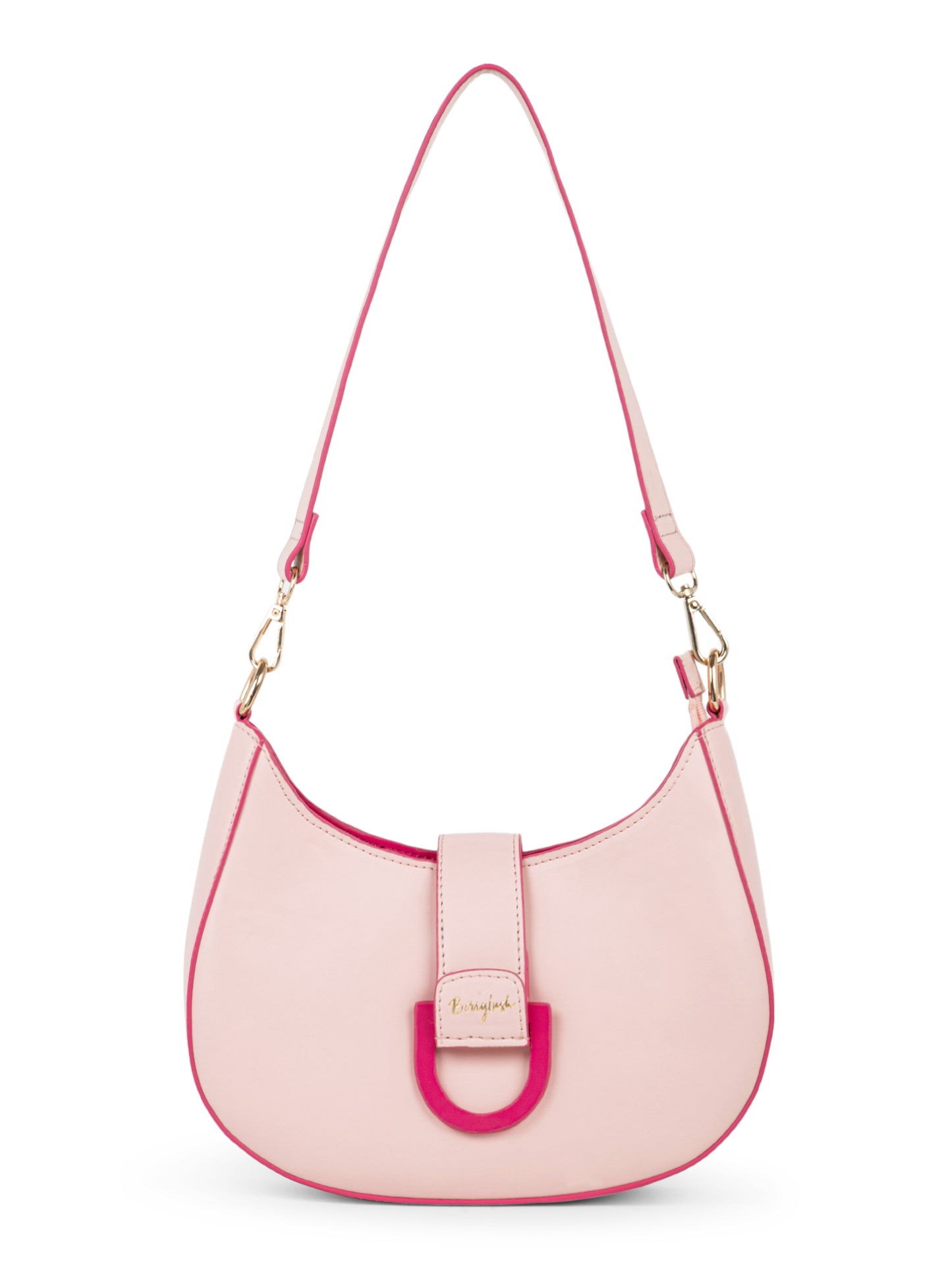 Berrylush Women Pink Solid Buckle Detail Shoulder Bag