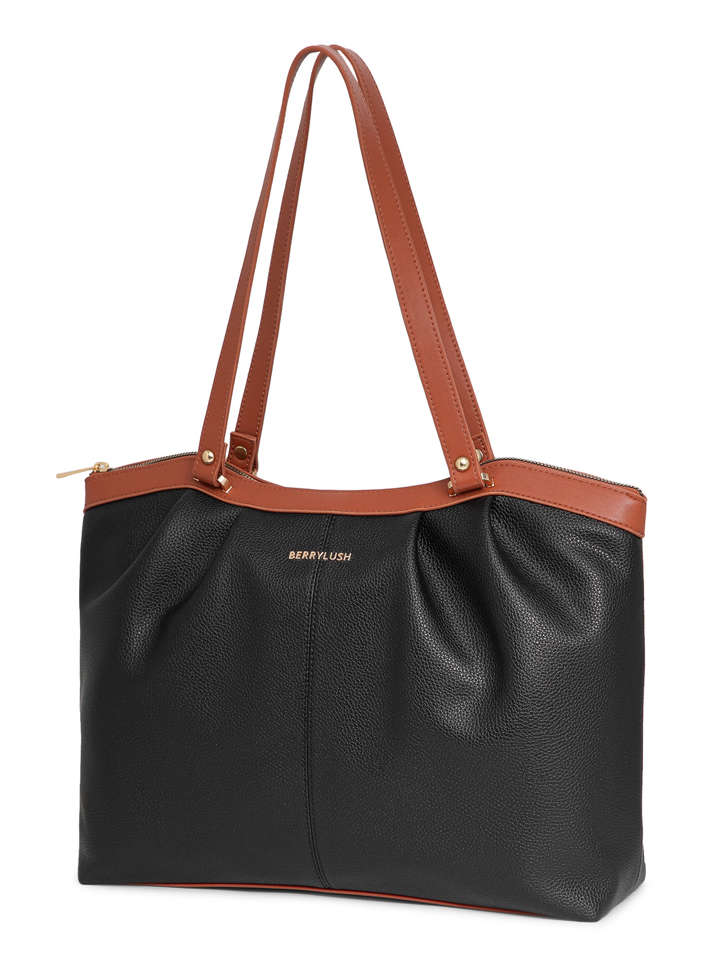 Berrylush Women Black Solid Two Handles Casual Shoulder Bag