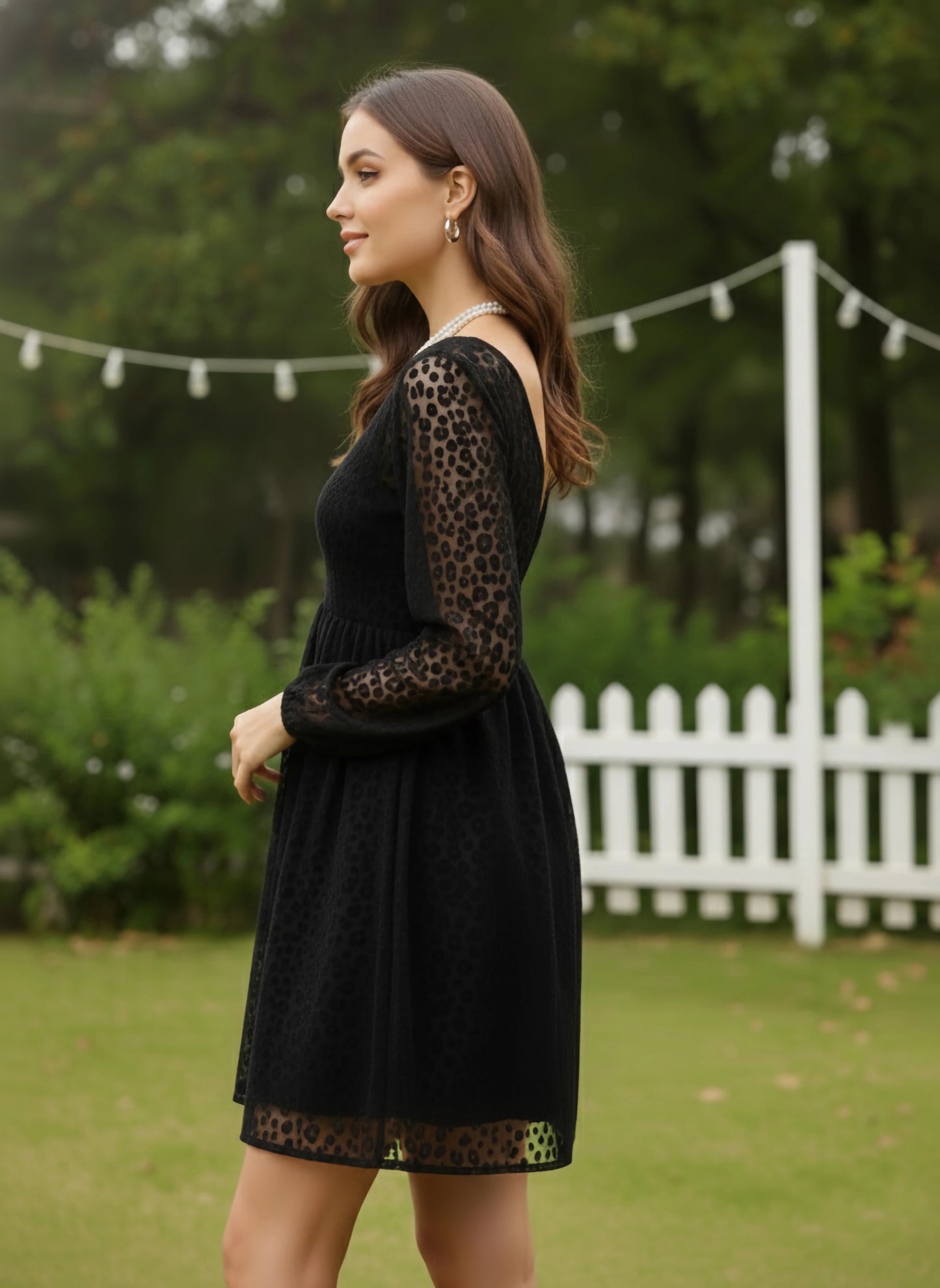 Berrylush Women Black Animal Printed V-Neck Styled Back Fit & Flare Mini Dress