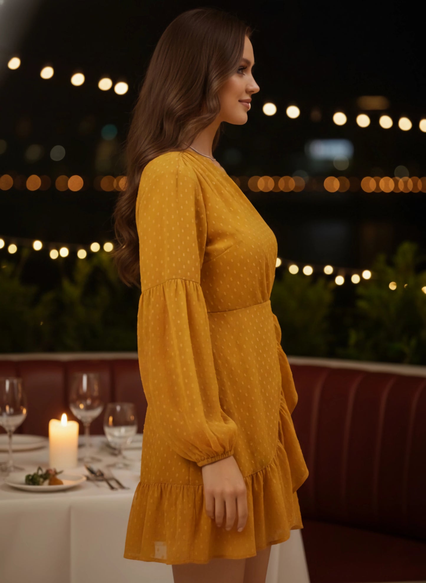 Berrylush Women Mustard Dotted One-Shoulder Fit & Flare Mini Dress