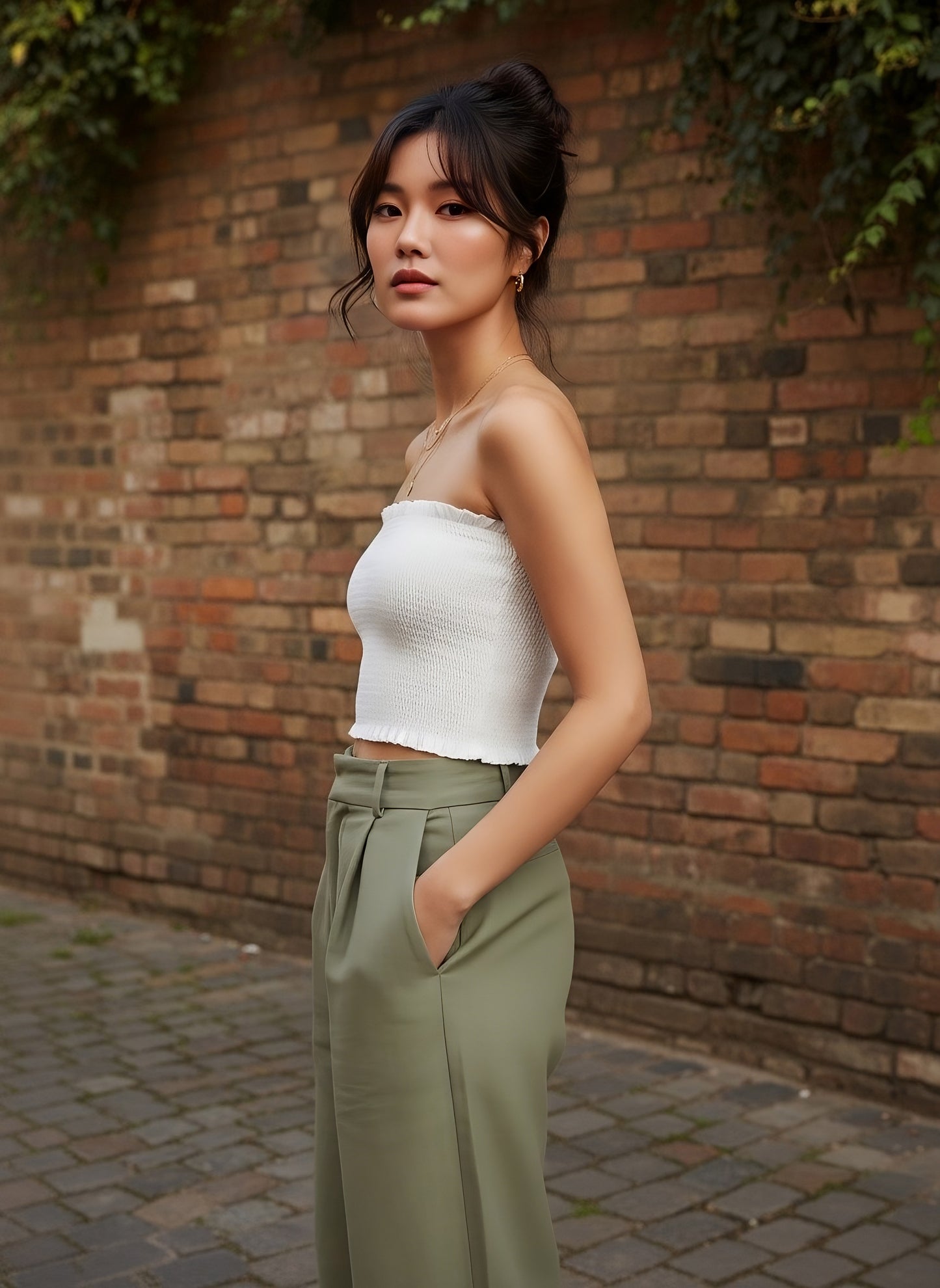 Berrylush Women Solid White Off-Shoulder Neck Smocked Crepe Tube Cropped Top