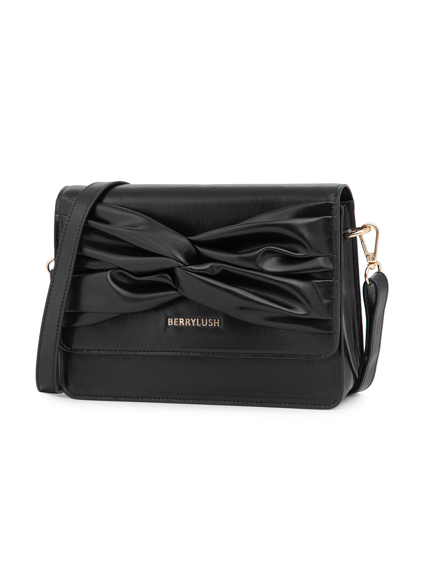 Berrylush Women Black Solid Smart Casual Regular Detachable Sling Bag