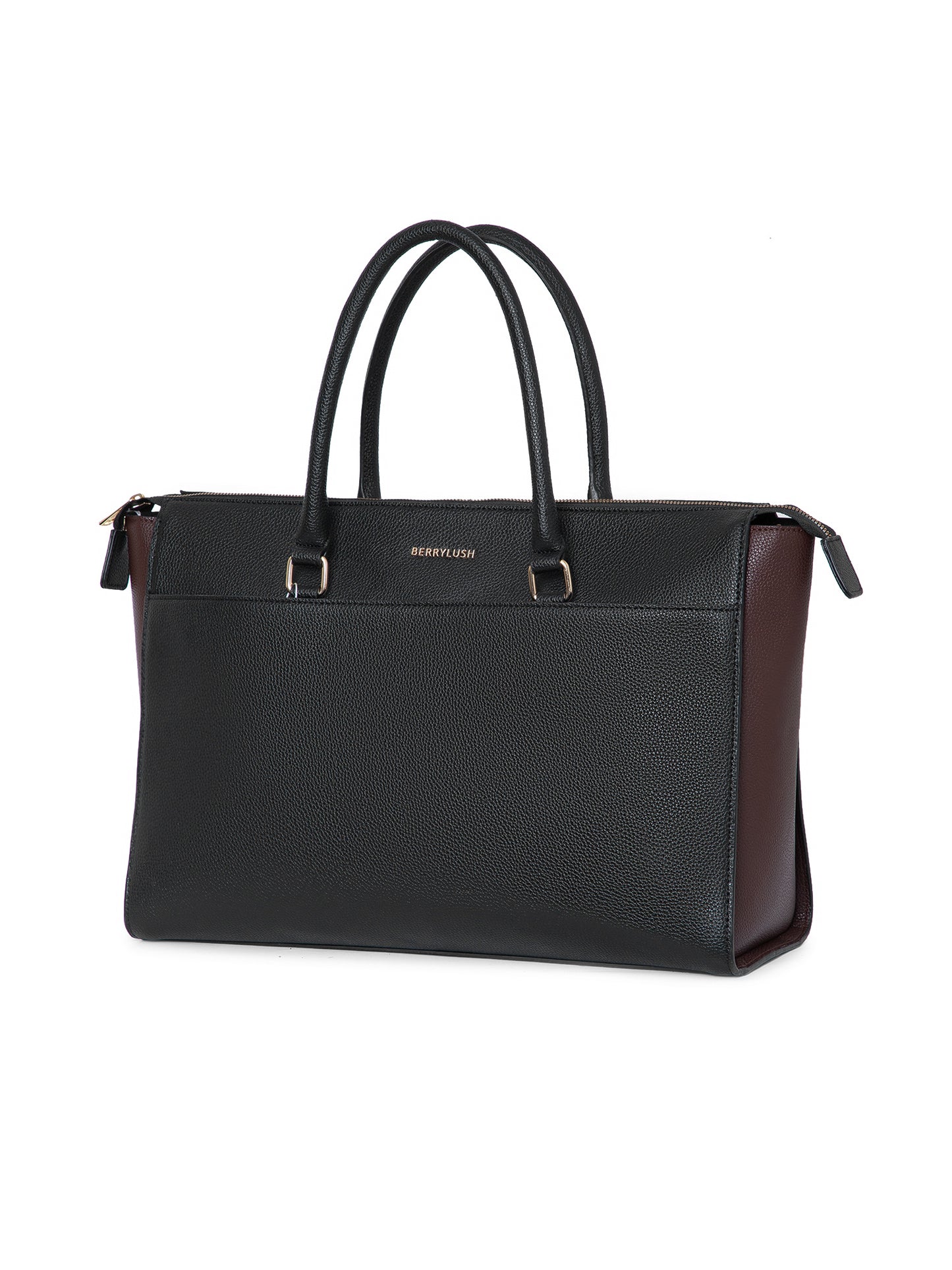 Berrylush Women Black Solid Two Handles Smart Casual Tote Bag