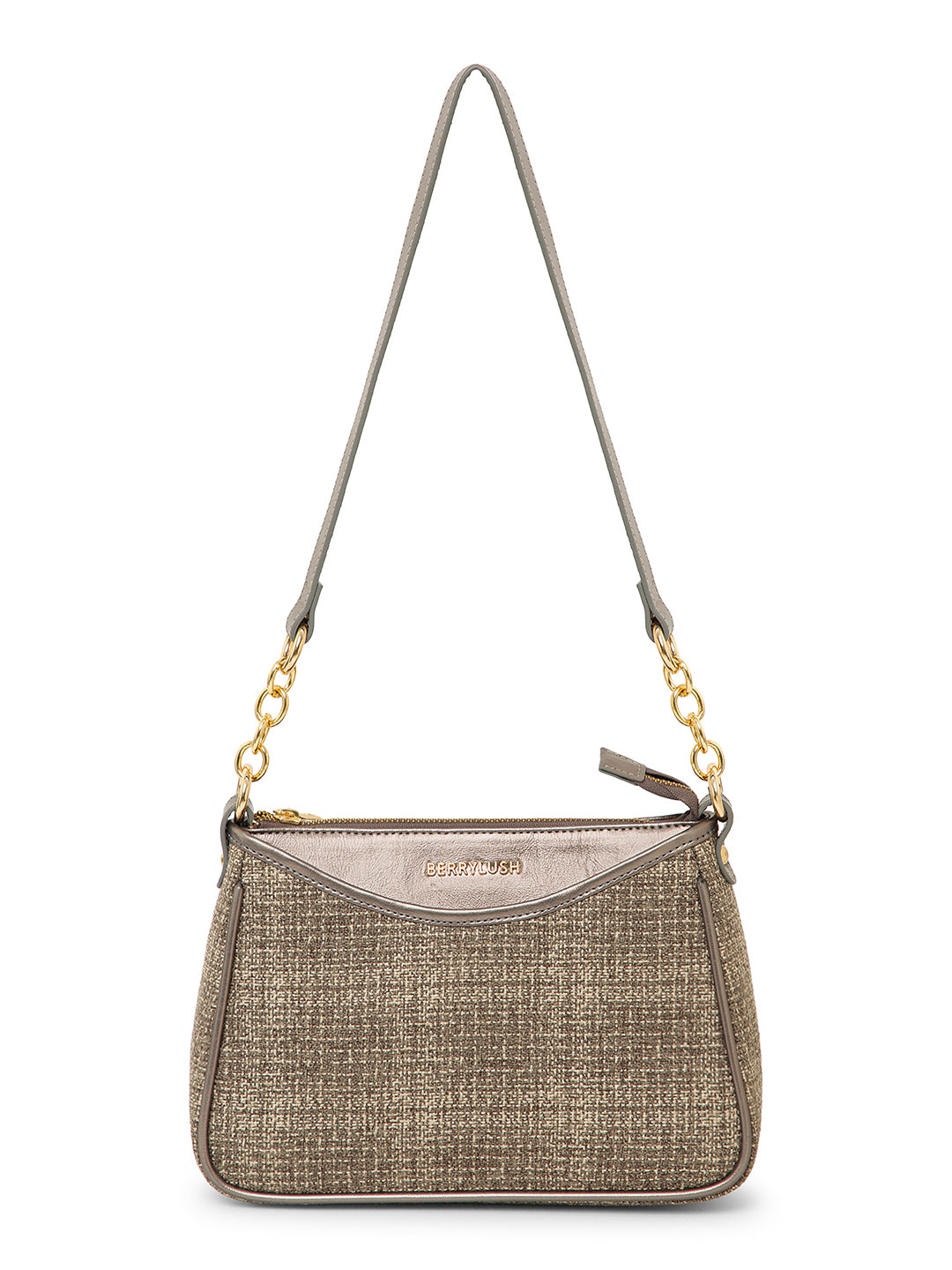 Berrylush Women Grey Checked One Handle Smart Casual Regular Shoulder Bag