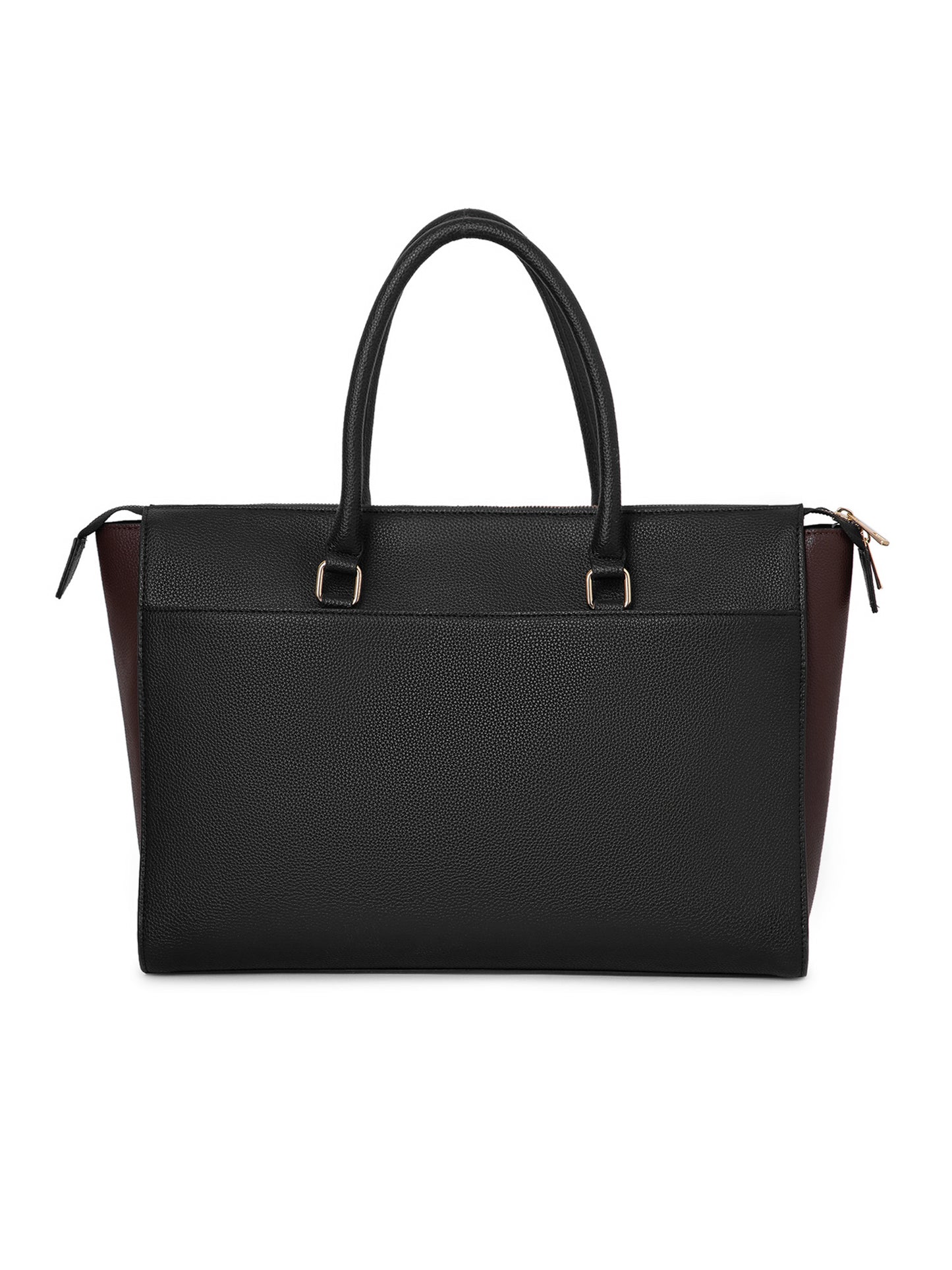 Berrylush Women Black Solid Two Handles Smart Casual Tote Bag