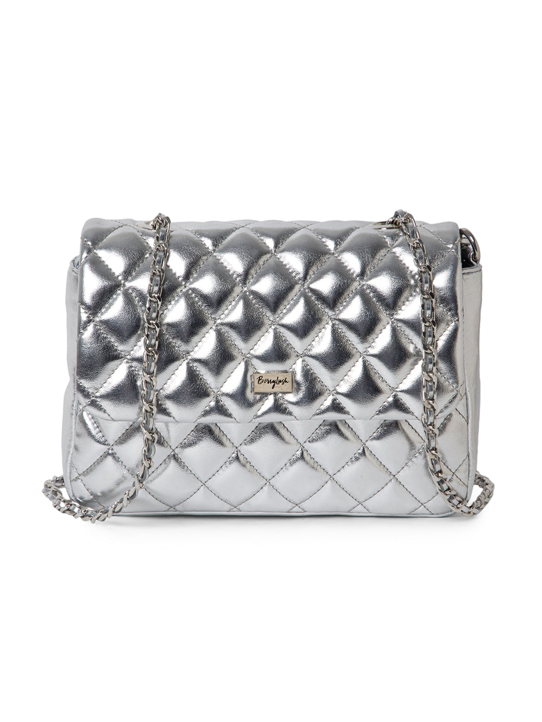 Berrylush Women Silver Solid Regular Shoulder Bag