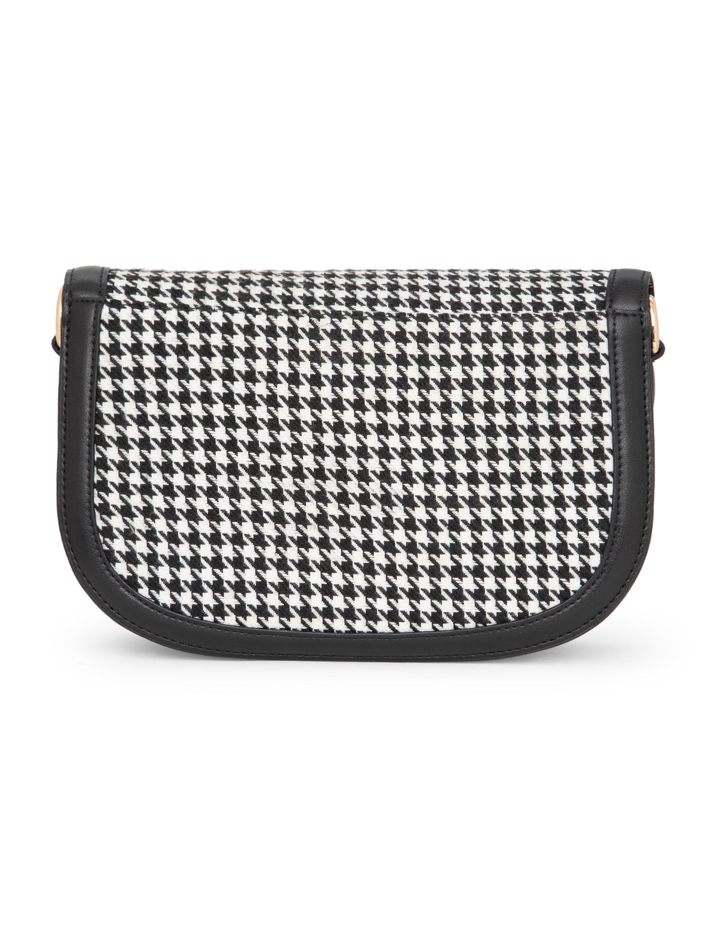 Berrylush Women Black Houndstooth Detachable Sling Casual Sling bag