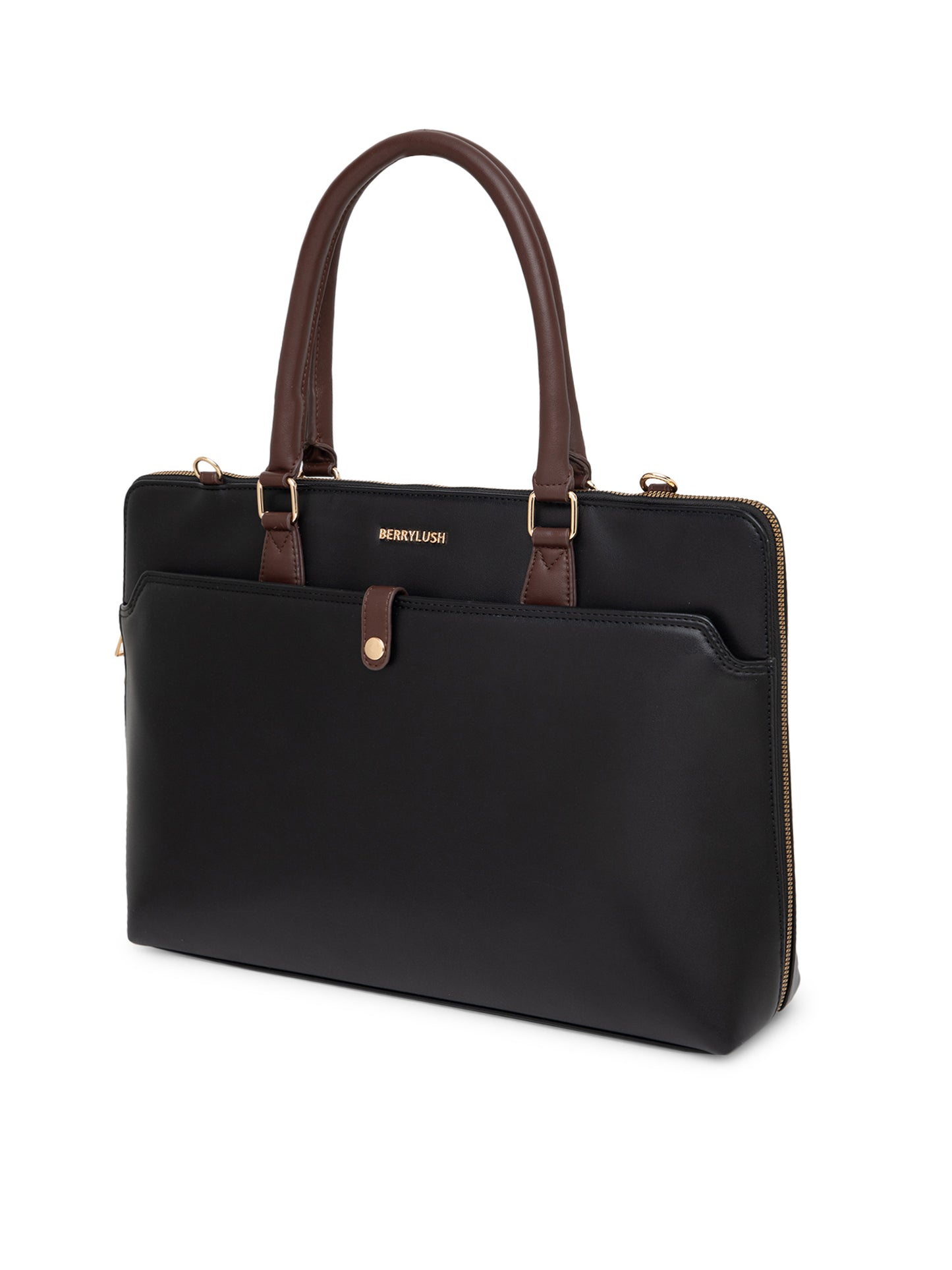 Berrylush Women Black Solid Two Handle Casual Laptop Bag