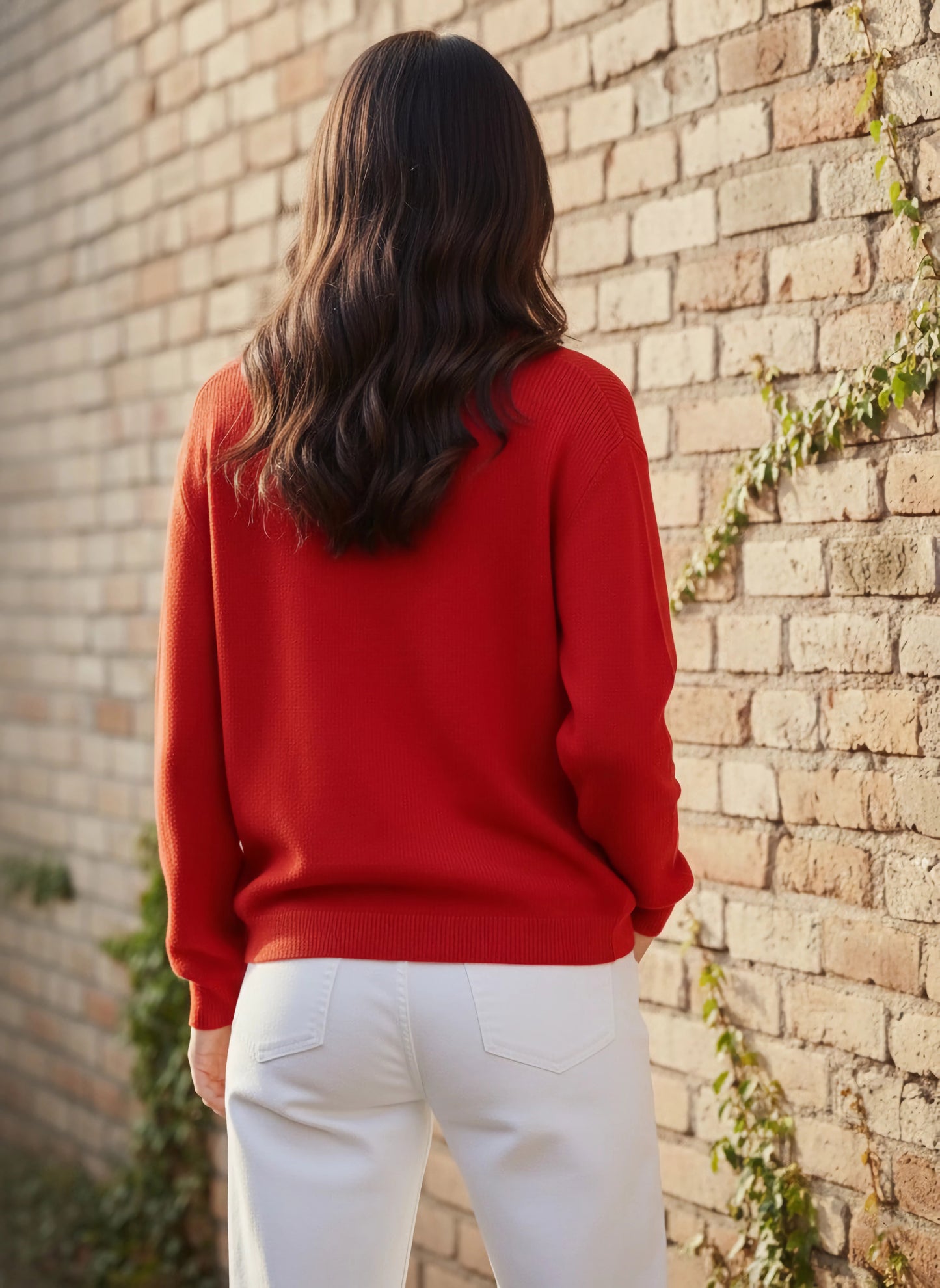 Berrylush Women Solid Red V-Neck Drop-Shoulder Sleeves Button-Up Ribbed Hem Regular Cardigan