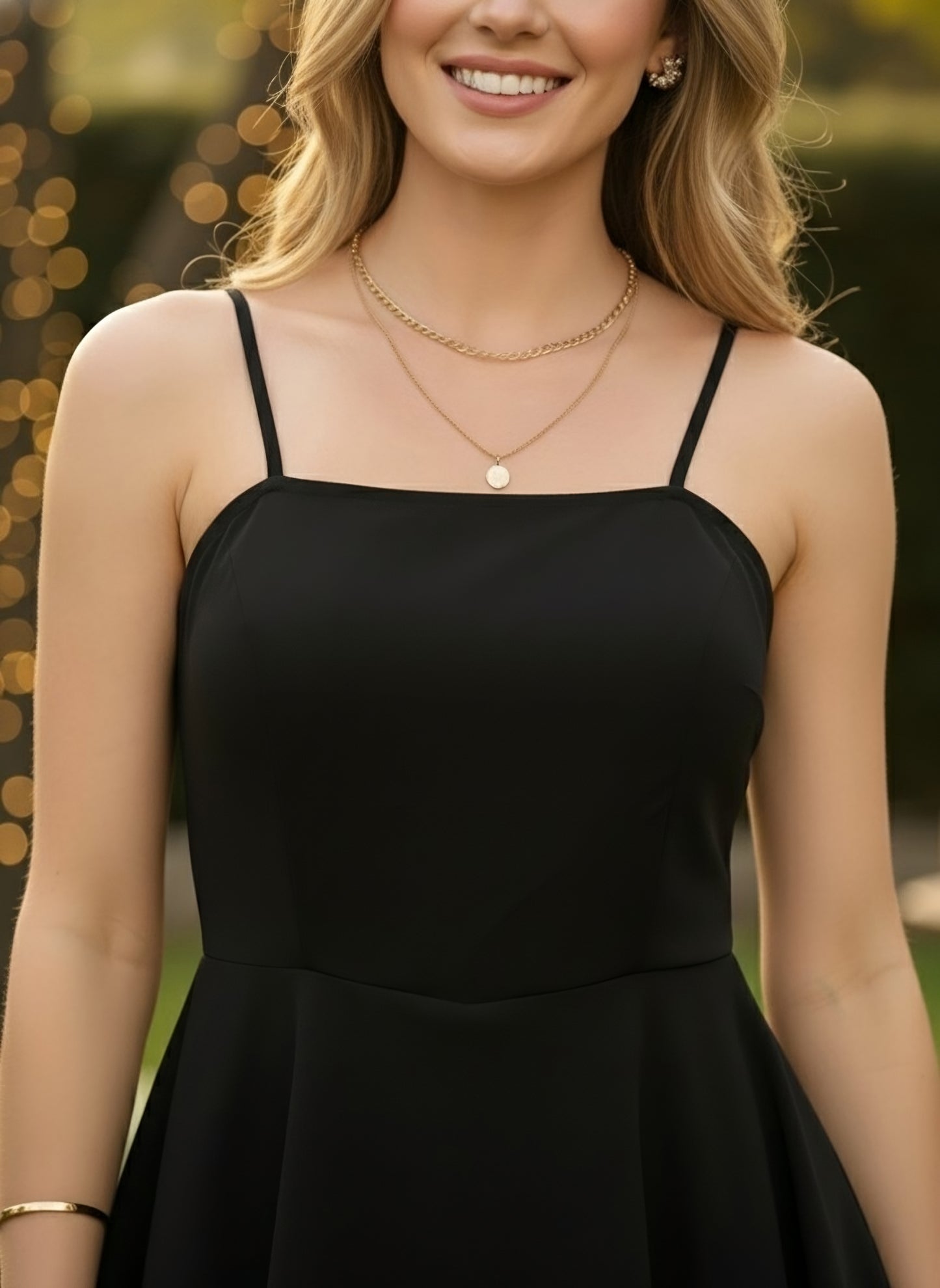 Berrylush Women Black Solid Shoulder Straps Sleeveless Layered Mini Playsuit