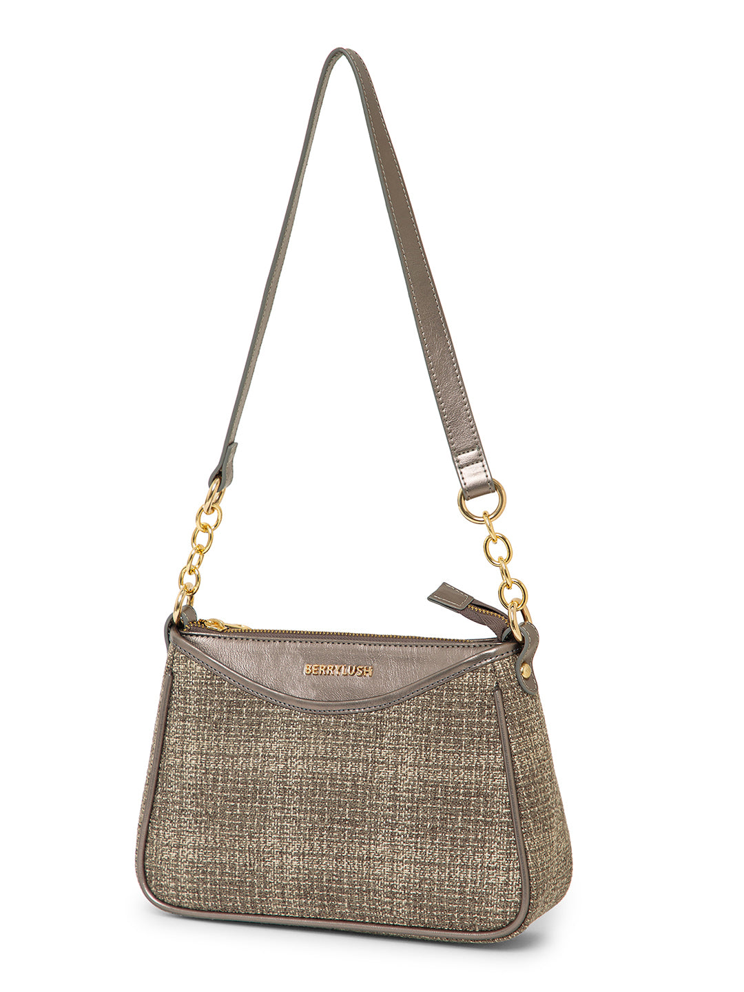 Berrylush Women Grey Checked One Handle Smart Casual Regular Shoulder Bag