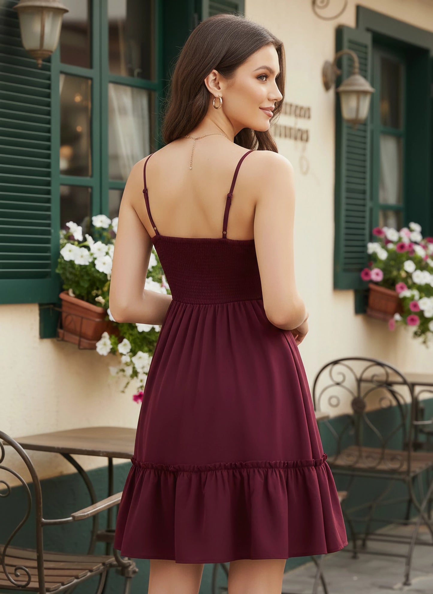 Solid Maroon Sweetheart Neck Sleeveless Front Cutout Tie-Up Pleated Fit & Flare Mini Dress