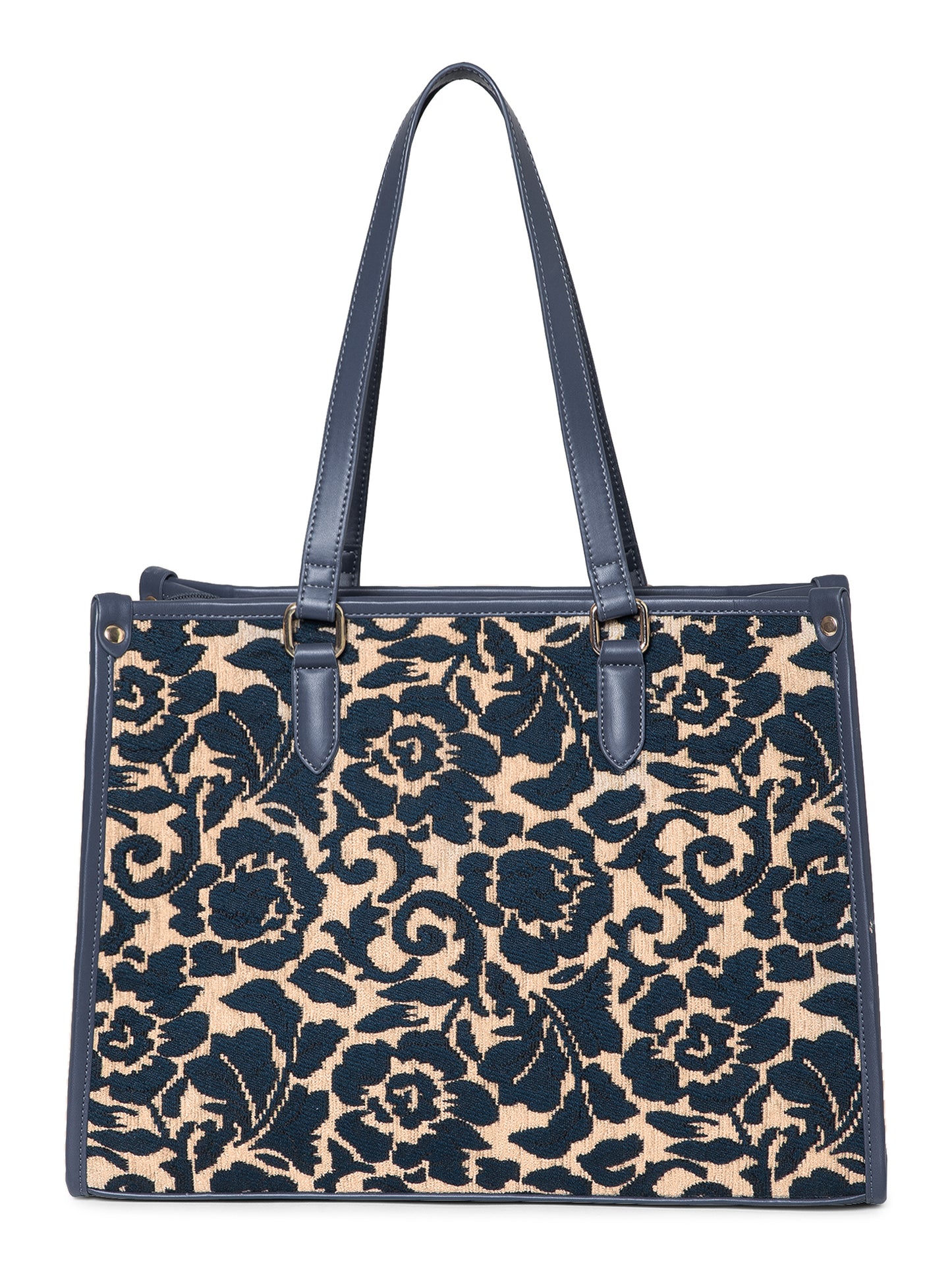 Berrylush Women Blue Floral Print Two Handles Casual Shoulder Bag