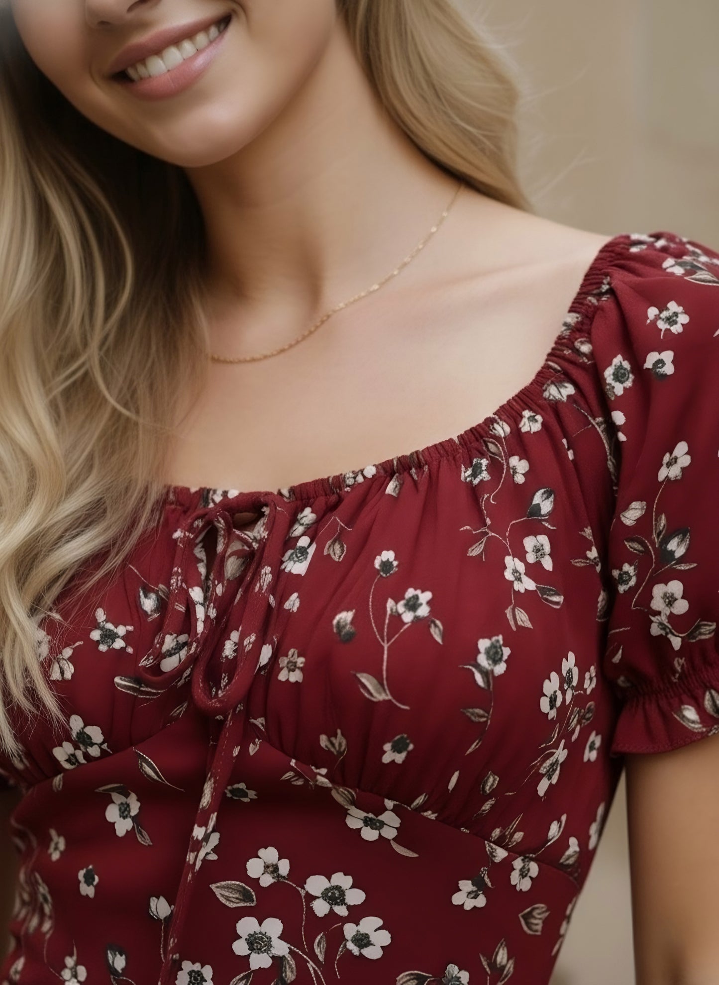 Berrylush Women Red Floral Printed Crepe Bodycon Mini Dress