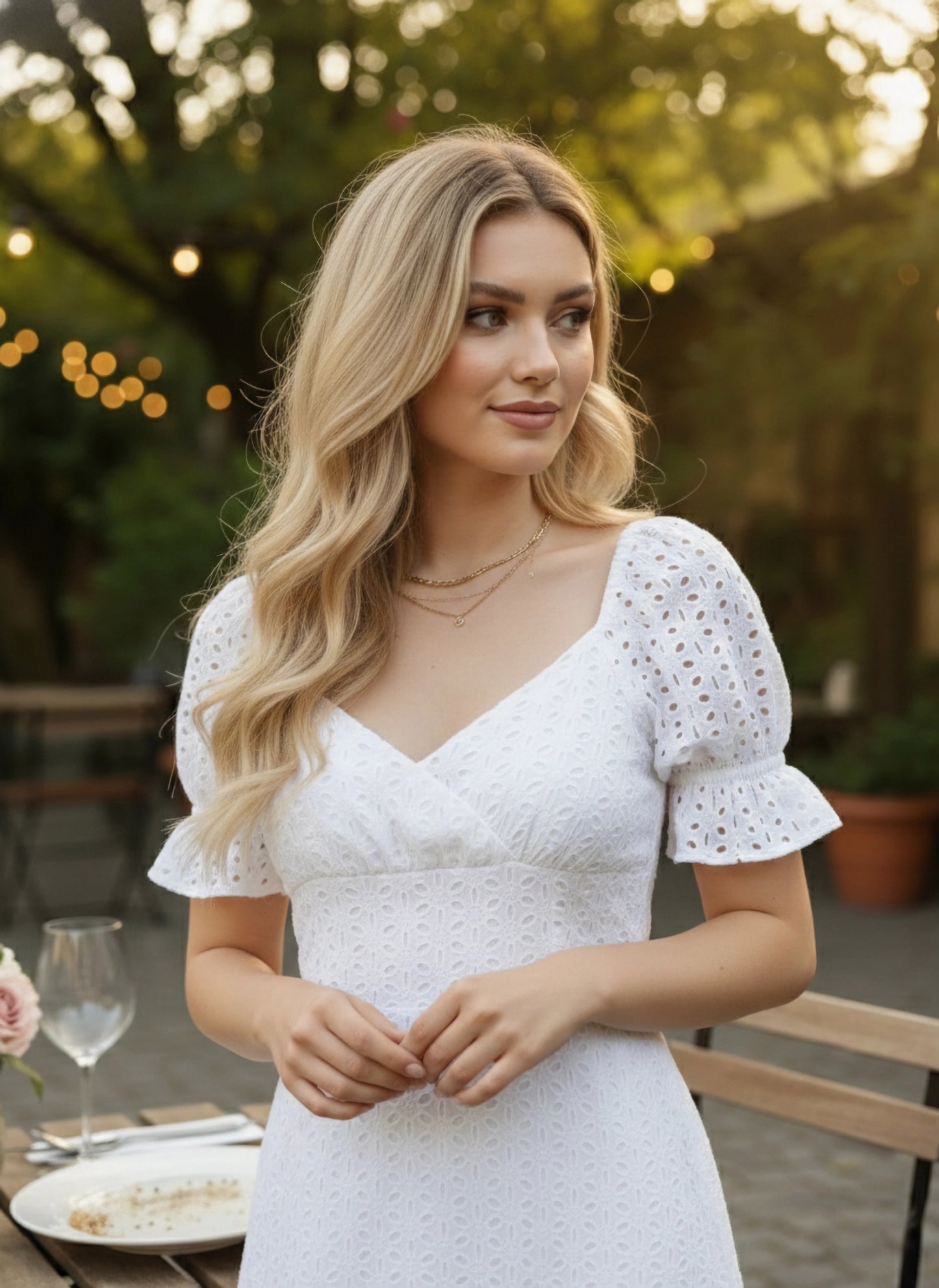 Berrylush Women Solid White Sweetheart Neck Schiffli Cotton Straight Hem Bodycon Mini Dress