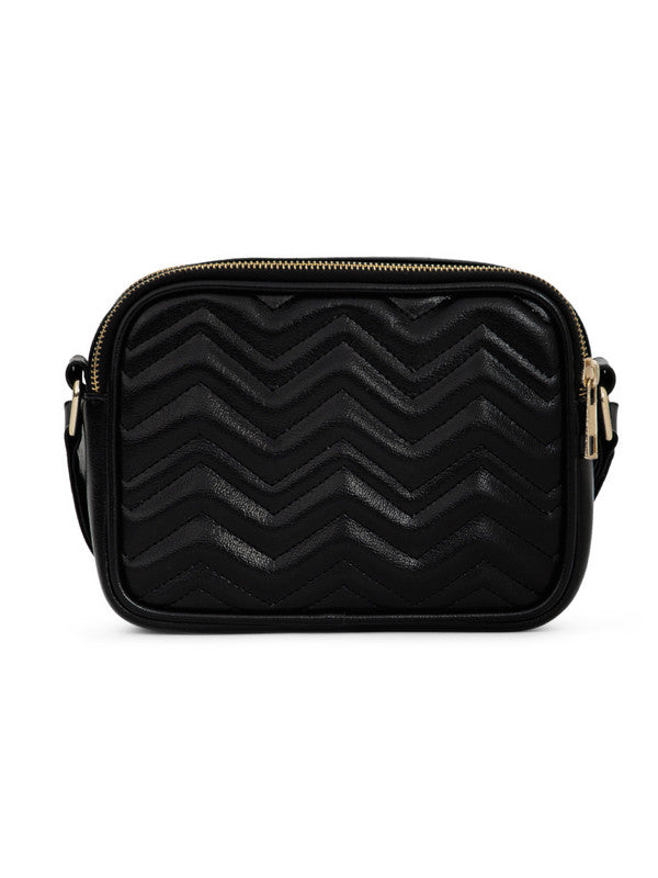 Women Solid Black Non-Detachable Strap PU Quilted Crossbody Sling Bag Berrylush
