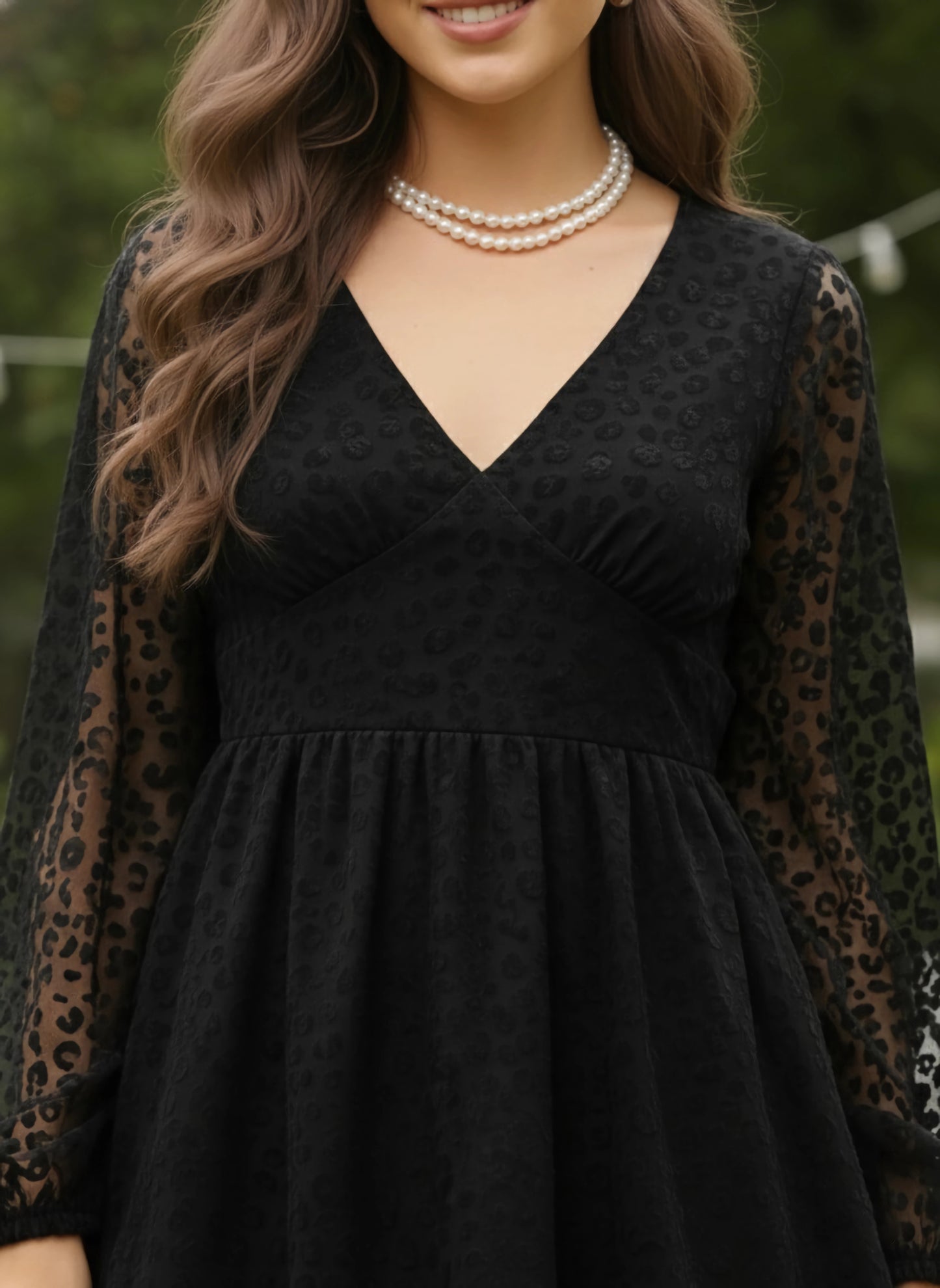 Berrylush Women Black Animal Printed V-Neck Styled Back Fit & Flare Mini Dress