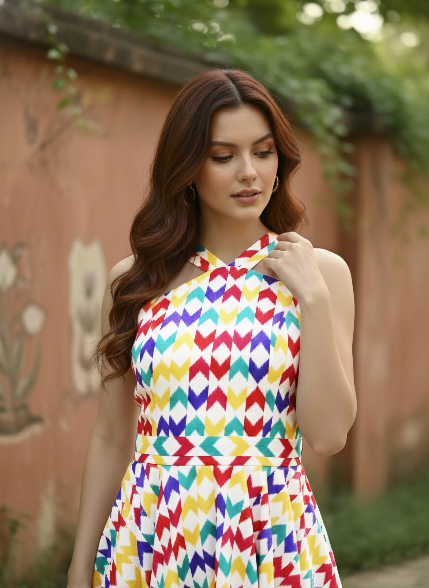 Berrylush Women White Halter Neck Flared Fit & Flare Mini Dress