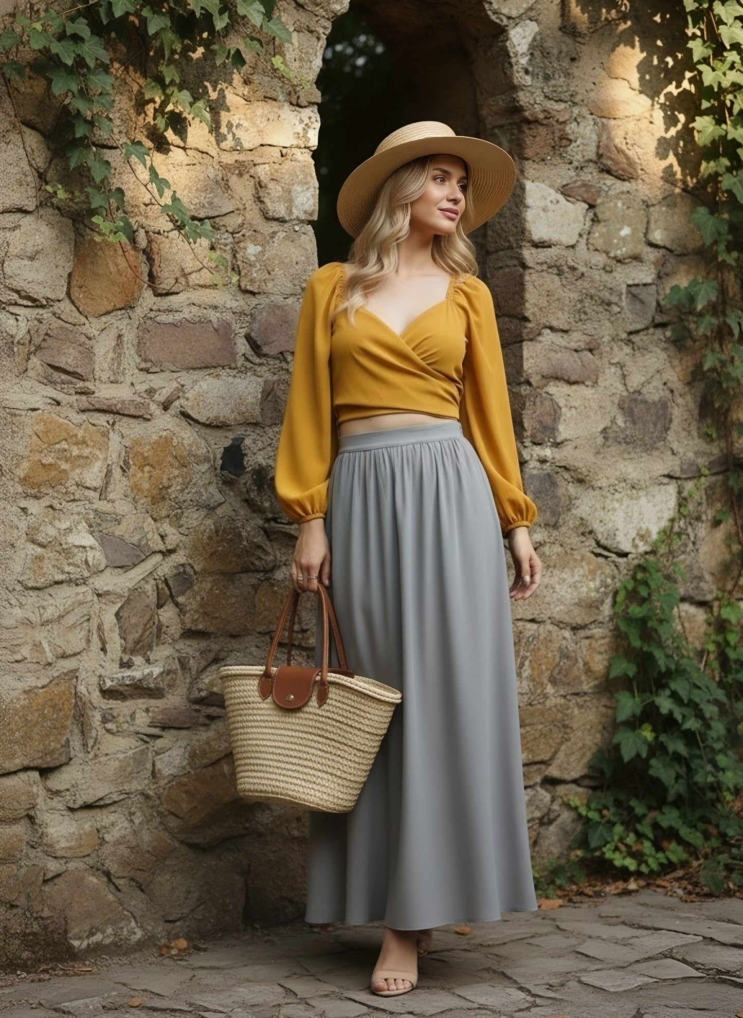 Berrylush Women Solid Mustard Yellow Sweetheart Neck Front Tie-Up Crepe Cropped Top