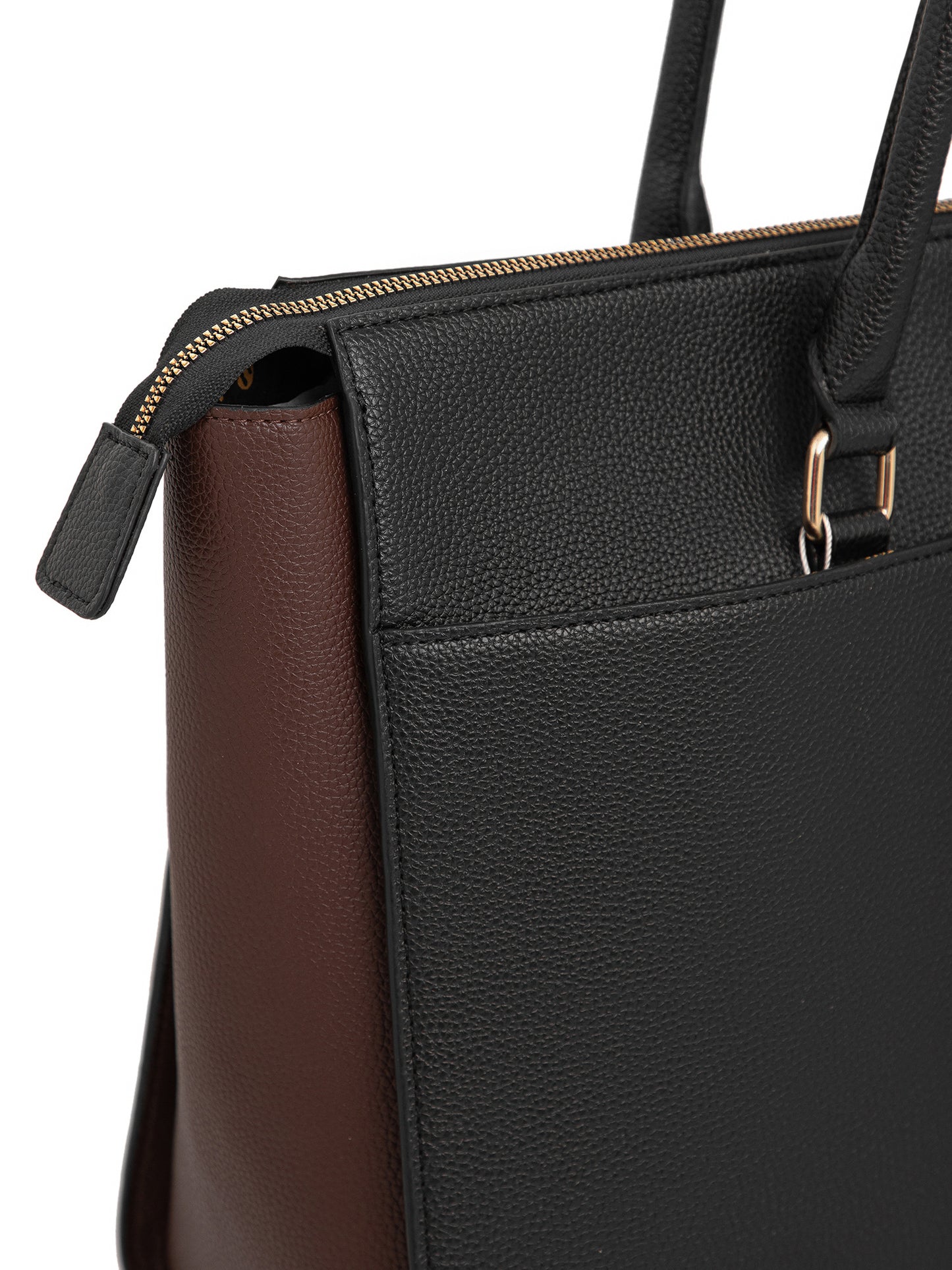 Berrylush Women Black Solid Two Handles Smart Casual Tote Bag