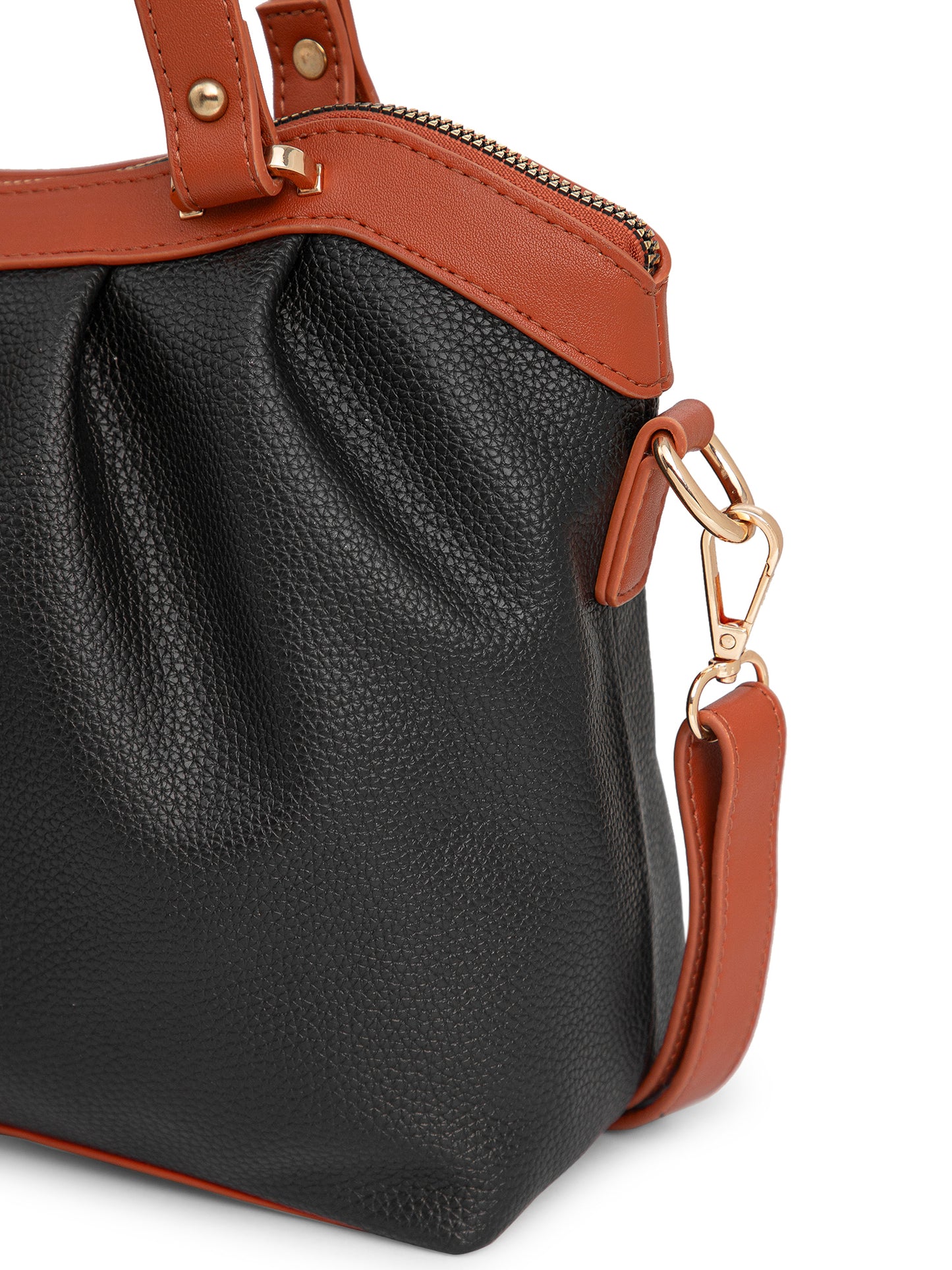 Berrylush Women Black Solid Two Handles Detachable Casual Sling Bag