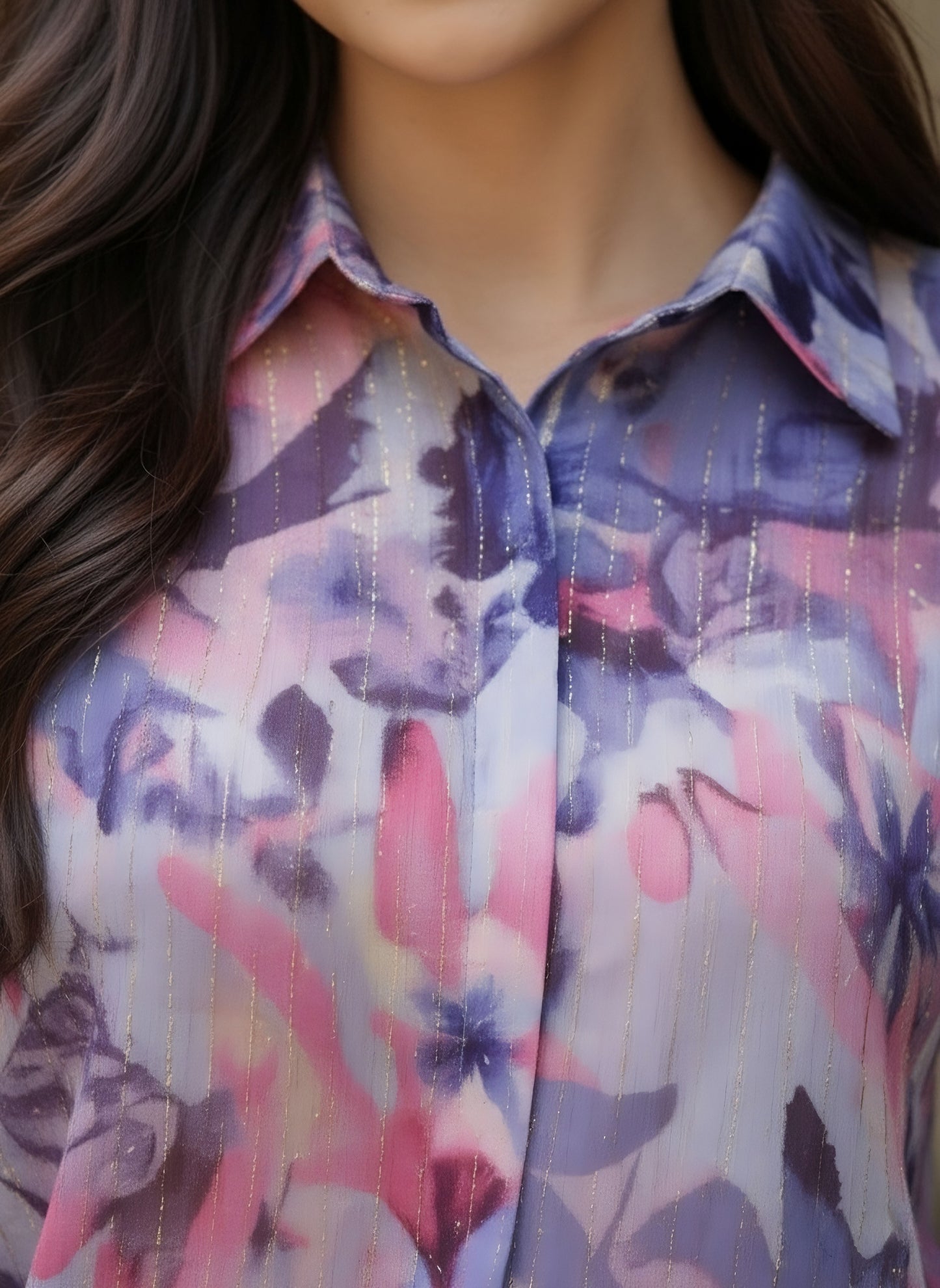 Berrylush Women Purple Floral Print Spread Collar Long Sleeves Casual Regular Shirt